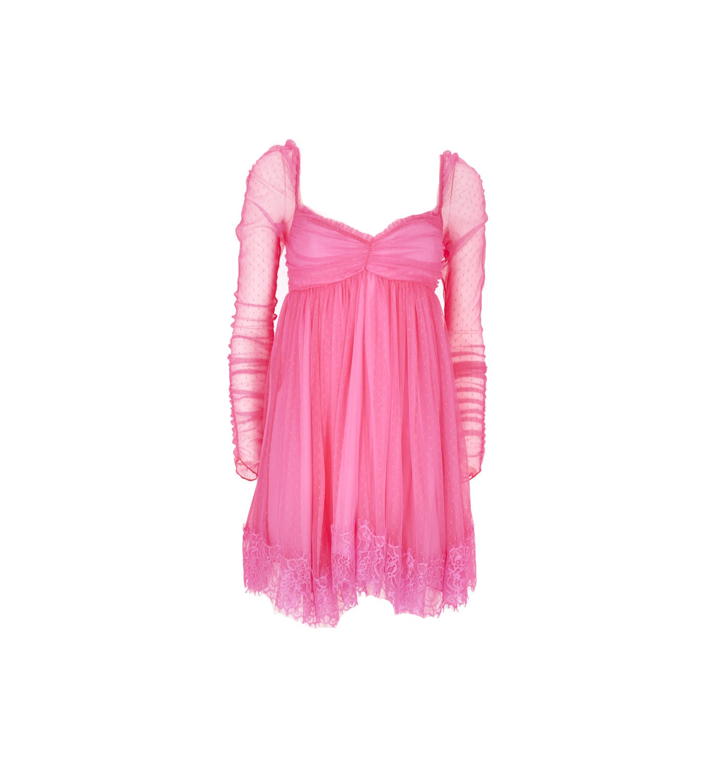 Abito corto con tulle maniche lunghe