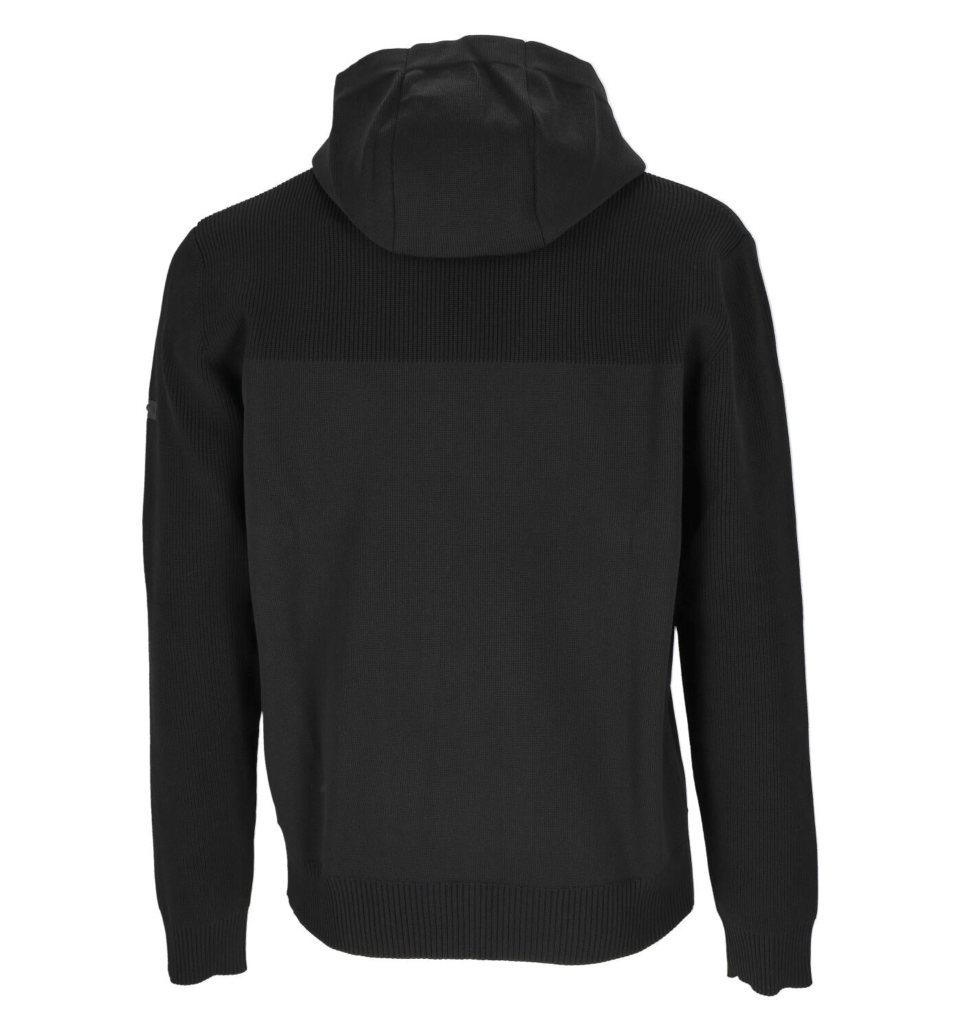 Felpa manica lunga con cappuccio e zip in lana .