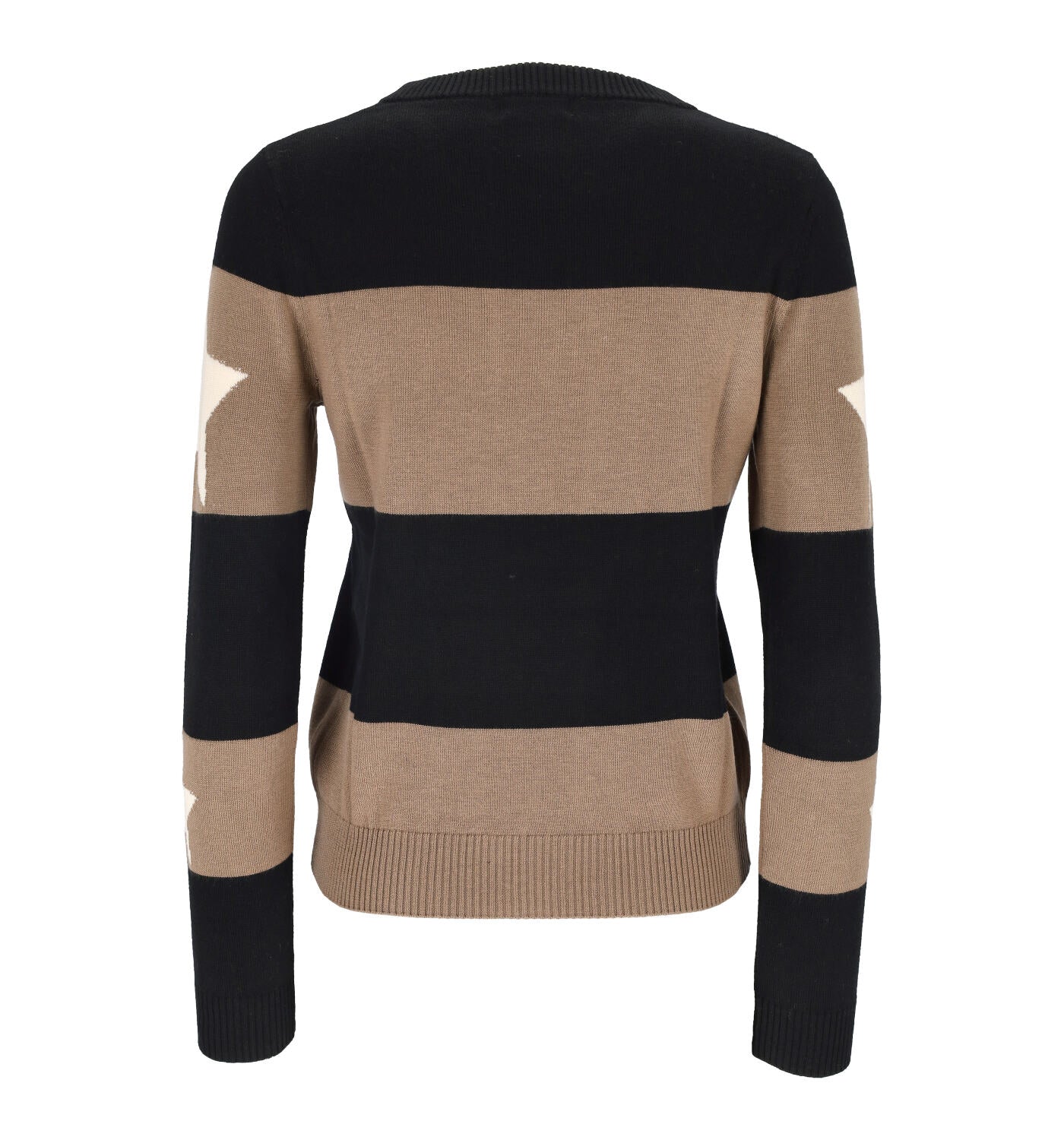 Maglia girocollo rigata nero-beige