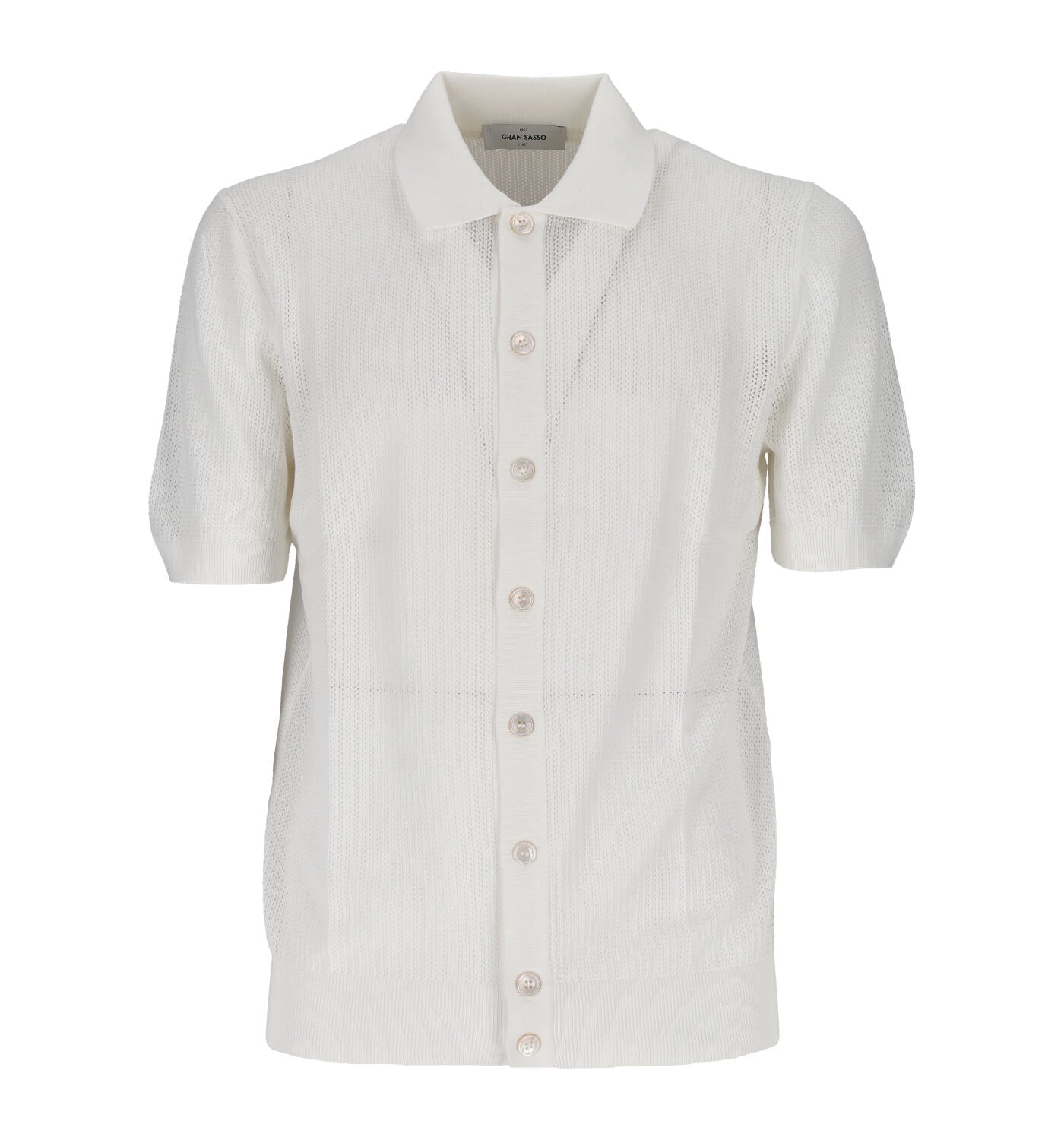 Polo camicia mezza manica in cotone operato