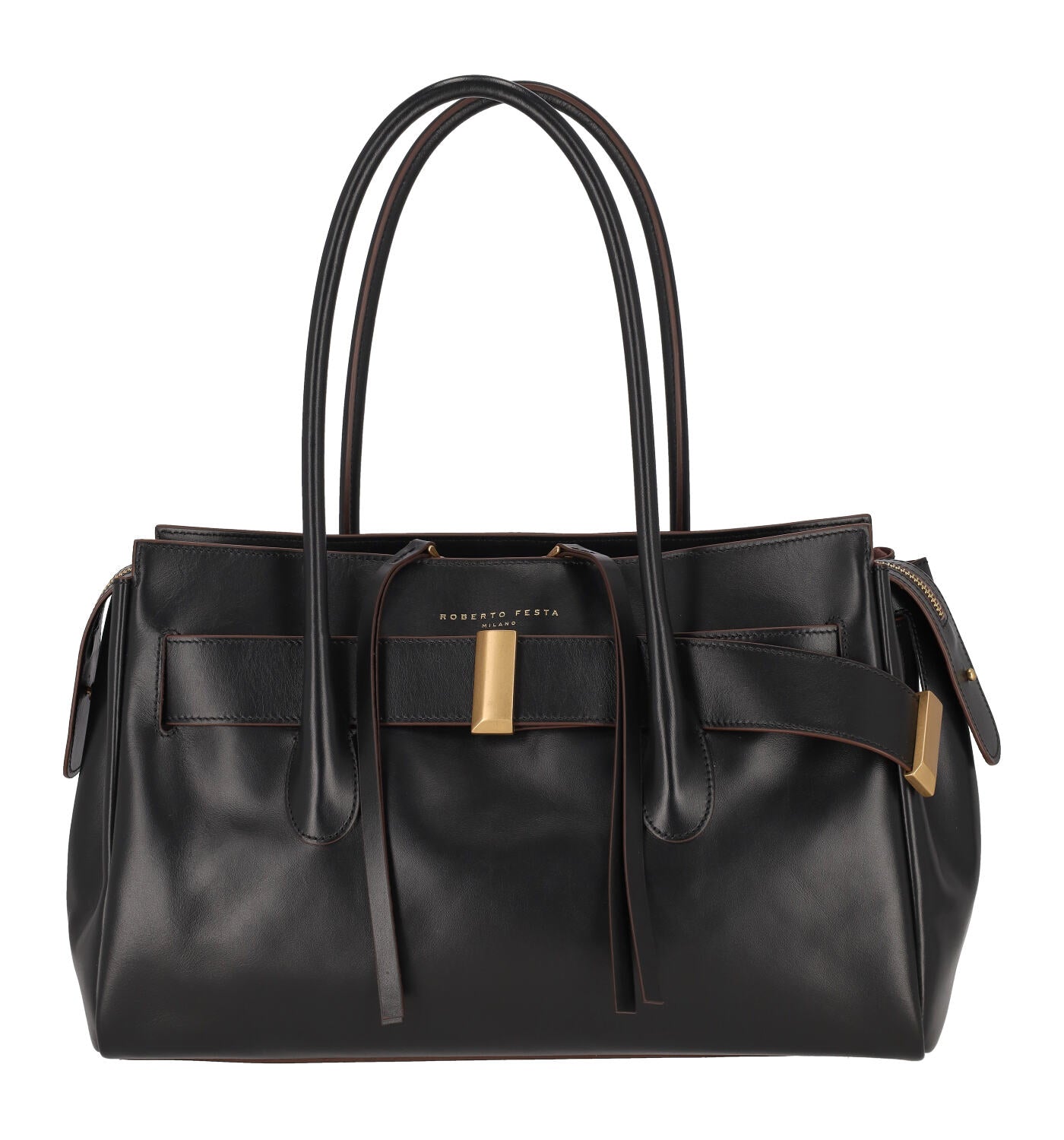 Borsa in pelle con manici lunghi