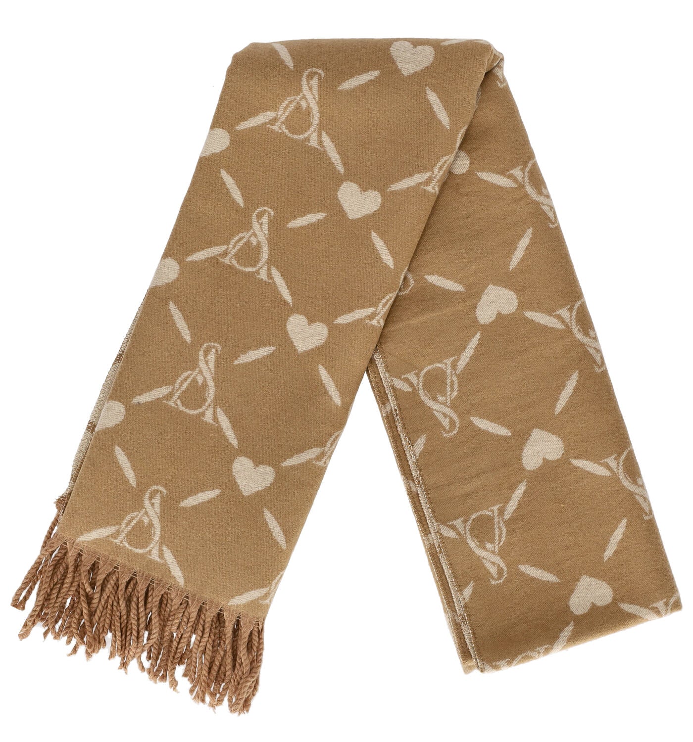 Stola con frange e logo