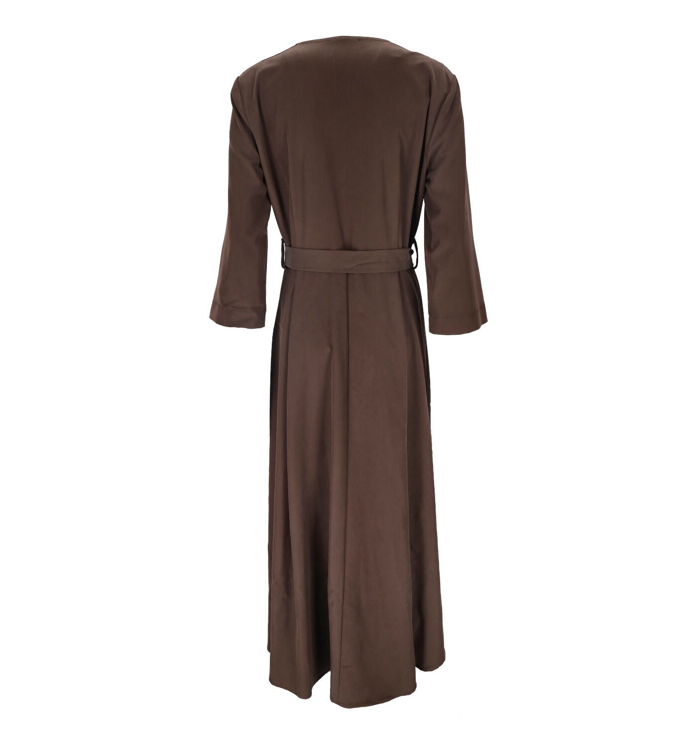 Abito midi svasato con cintura in vita e foulard al collo
