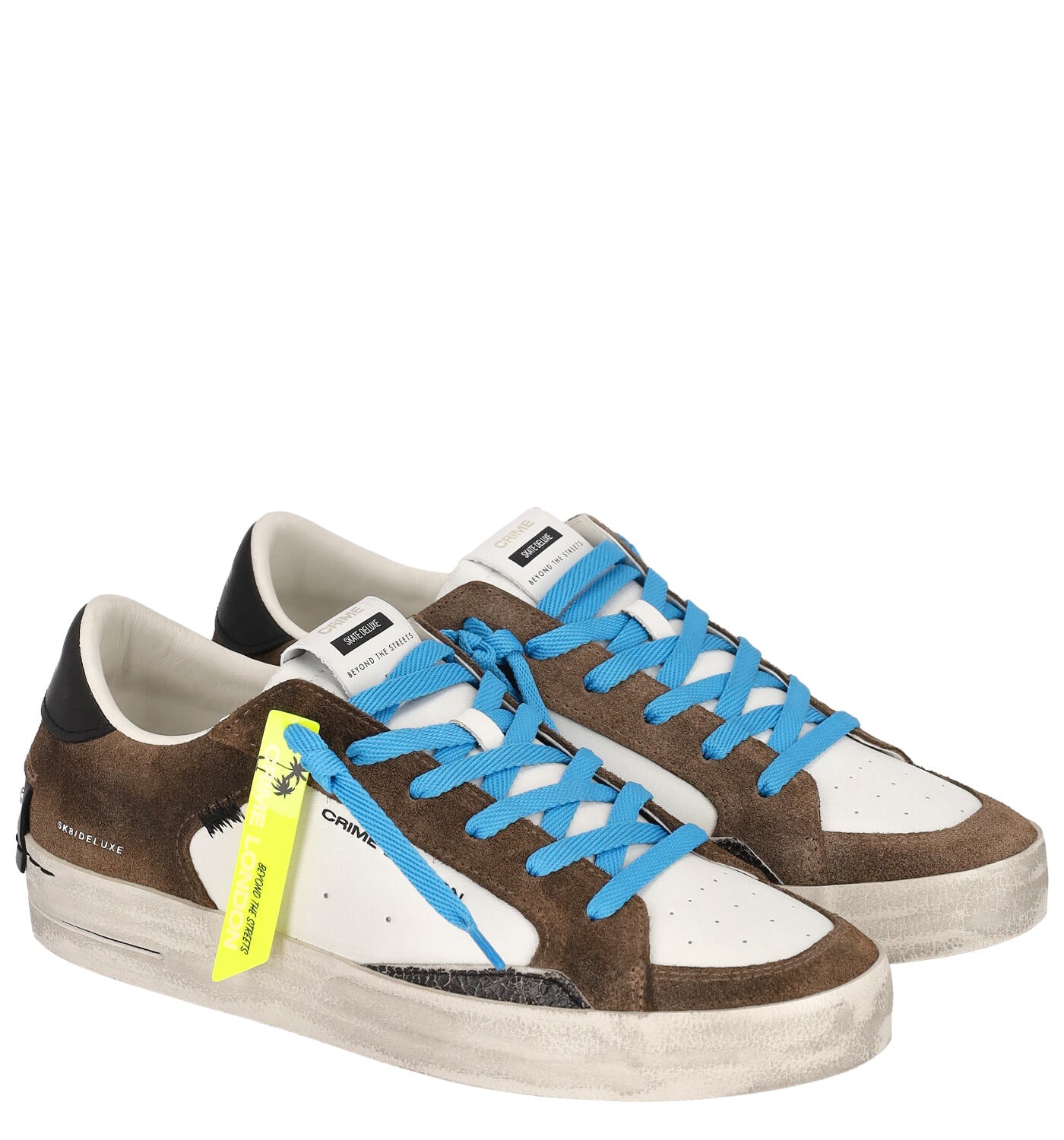 Sneakers con fondo in gomma bicolore con riporti in camoscio