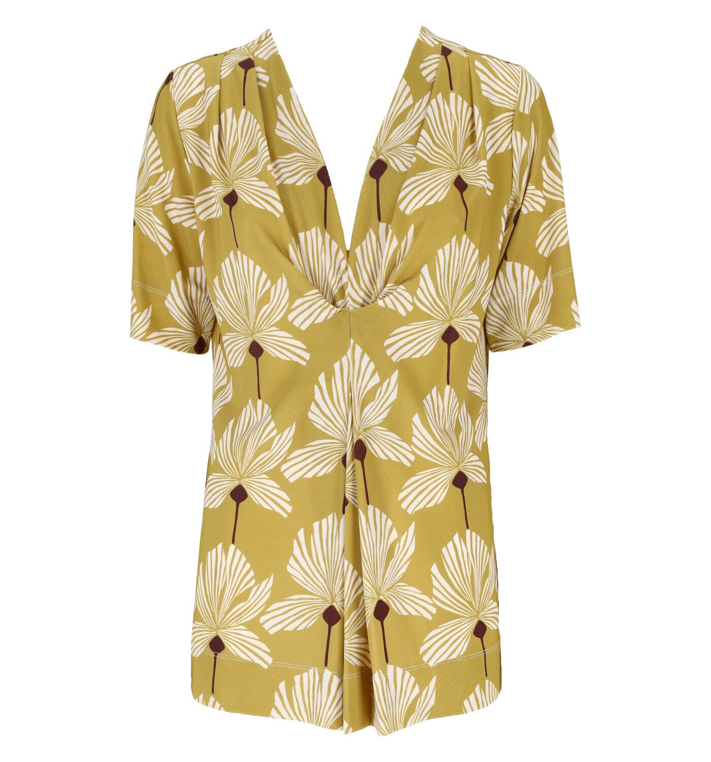 Blusa mezza manica scollo a V fantasia fiore