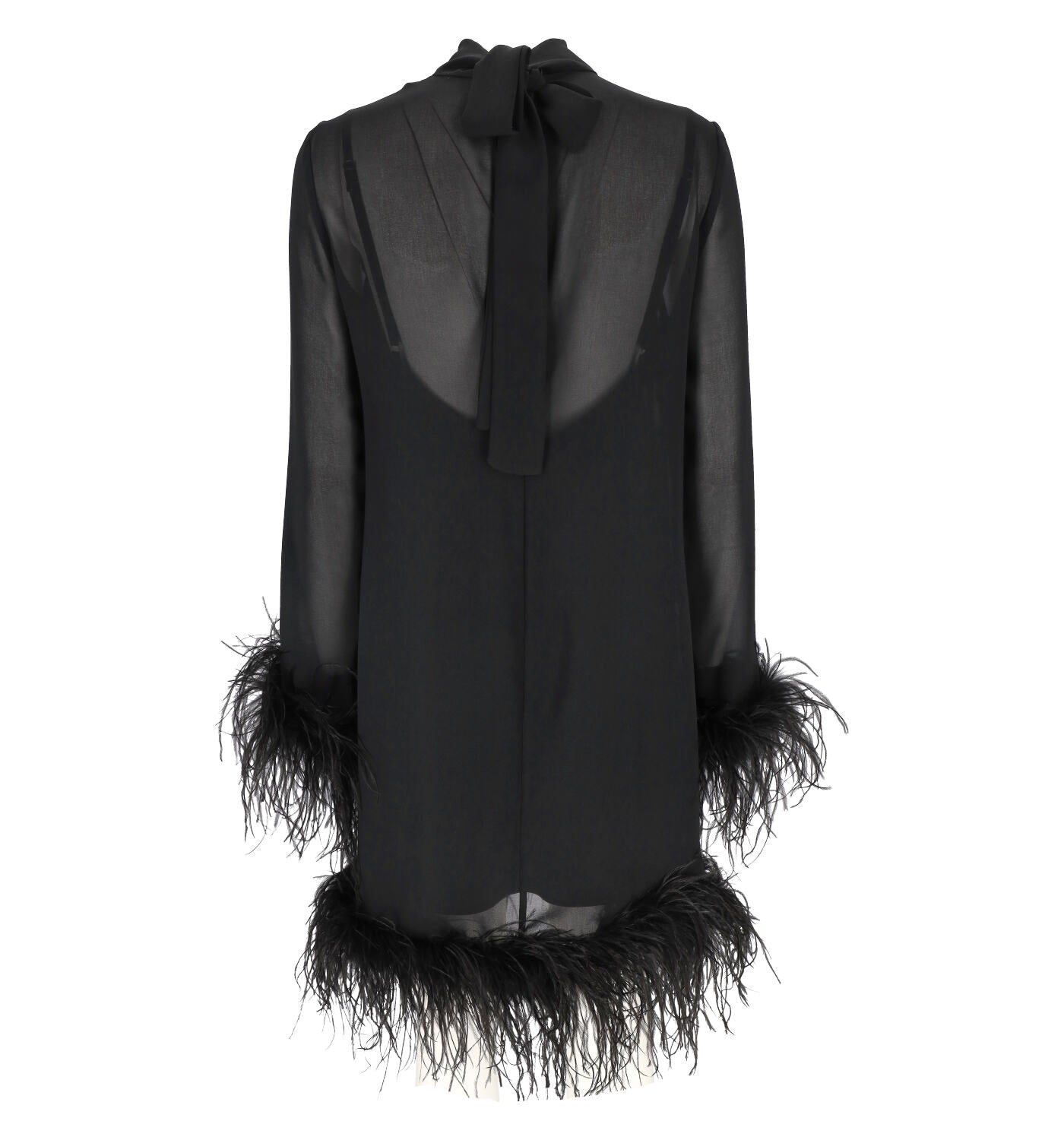 Abito in georgette con piume