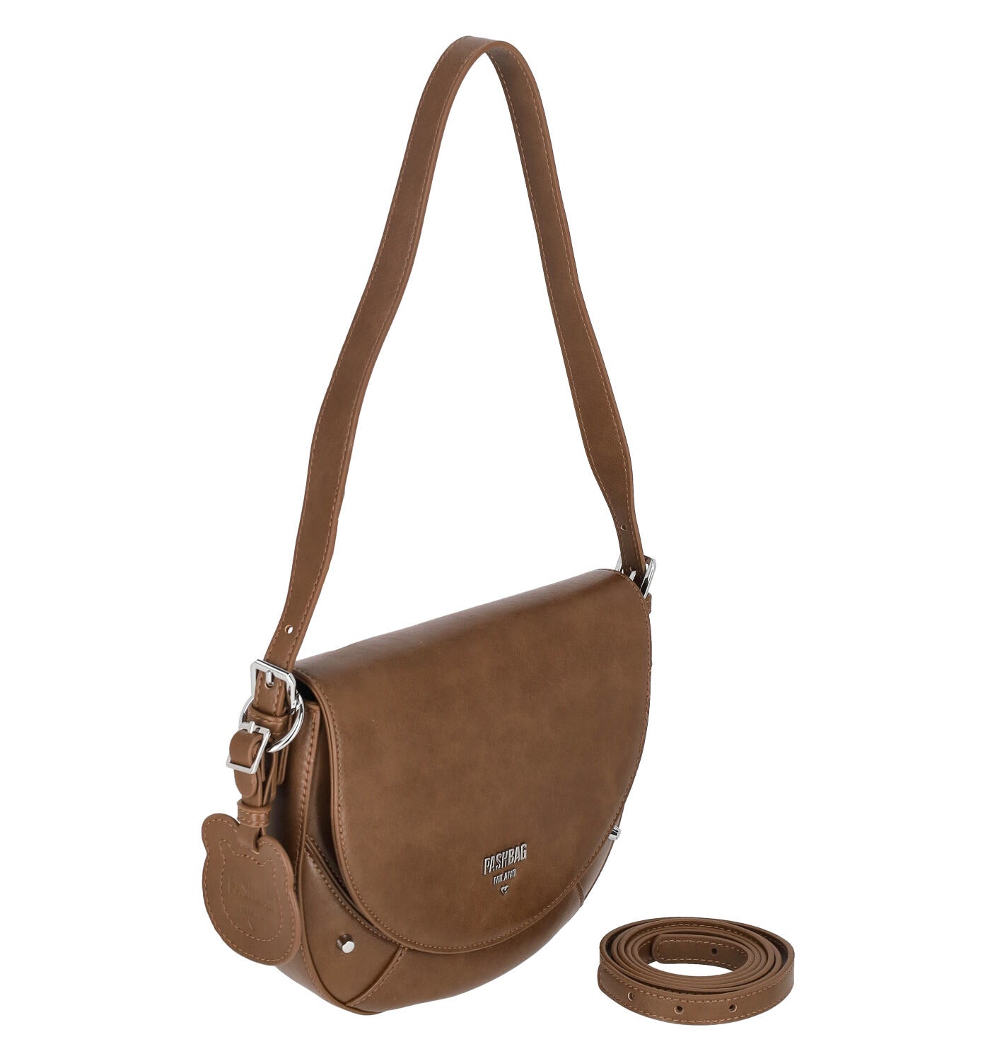 Borsa a tracolla ovale con chiusura a patta e tracolla regolabile