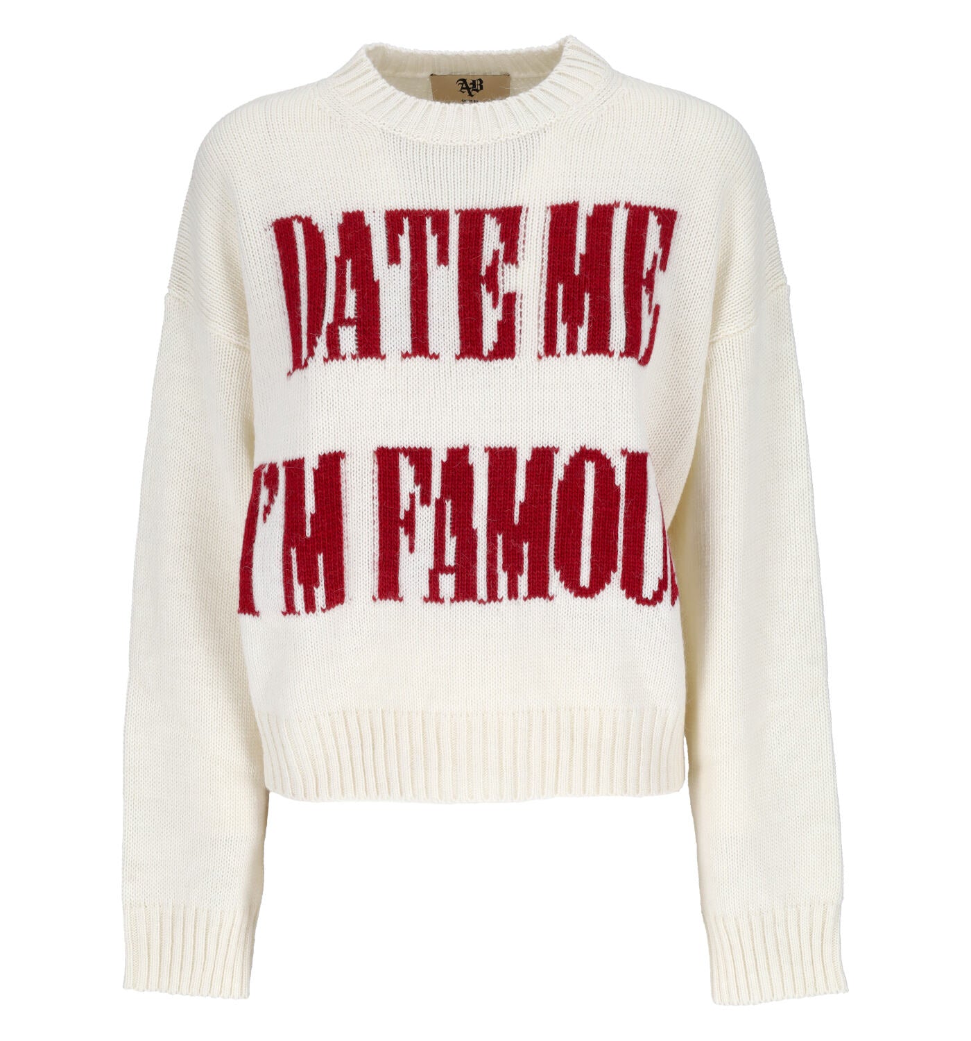 Maglione in lana crop con scritta