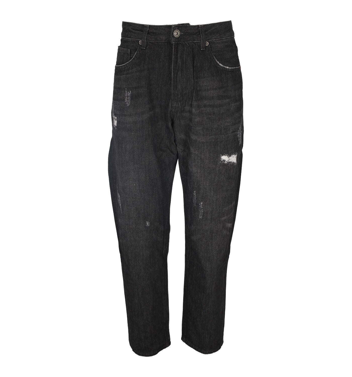 Jeans dritto con rotture , lavaggio scuro
