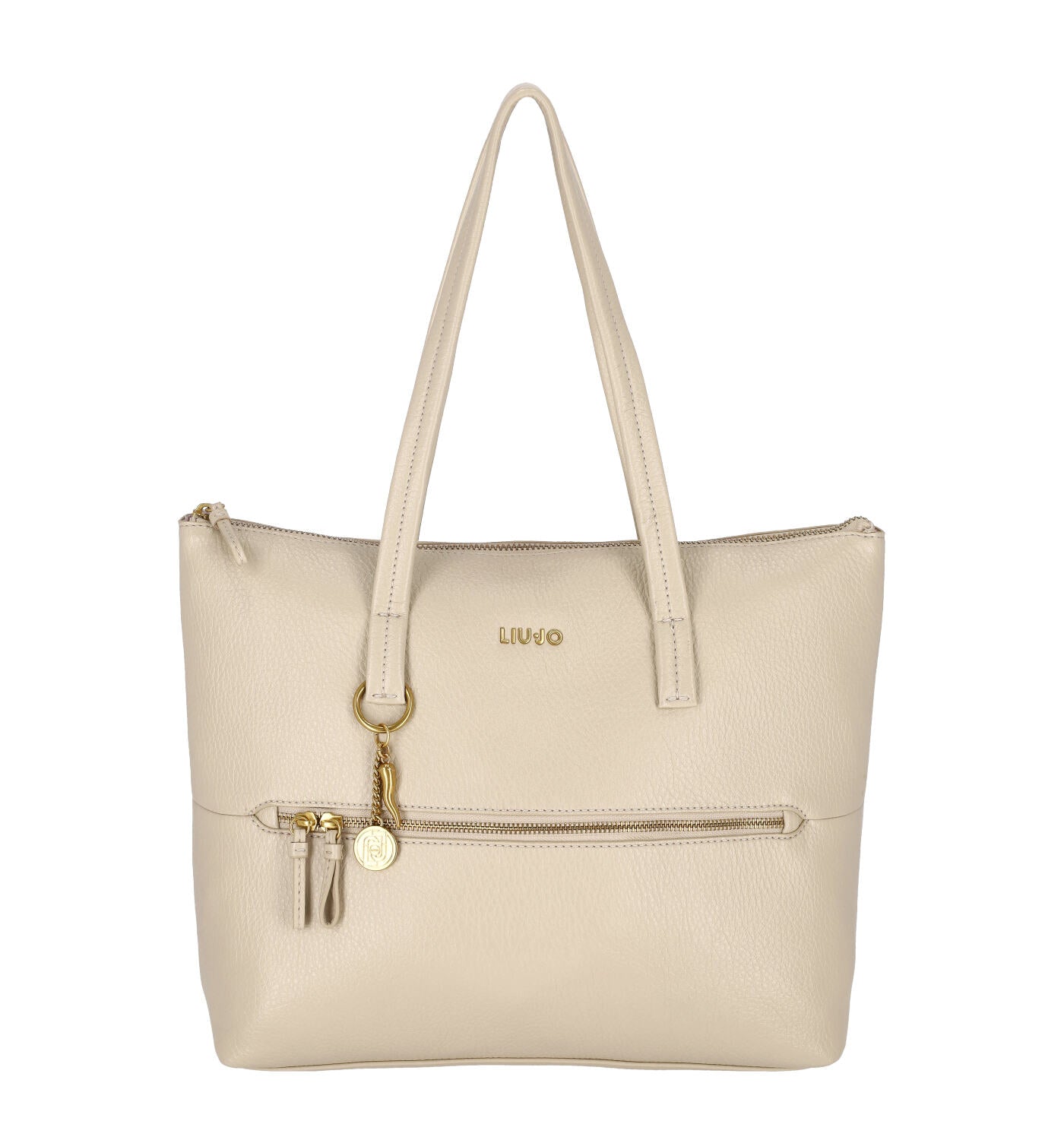 Borsa shopping con tasca frontale manici lunghi