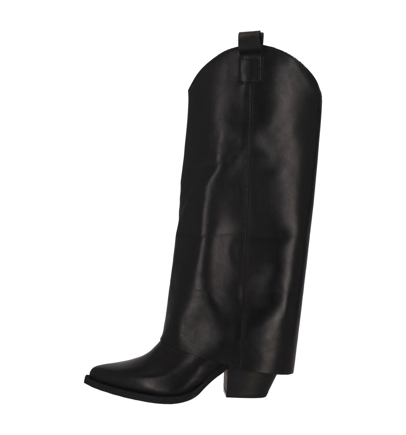 Stivale texano con risvolto , tacco altezza 8 cm .