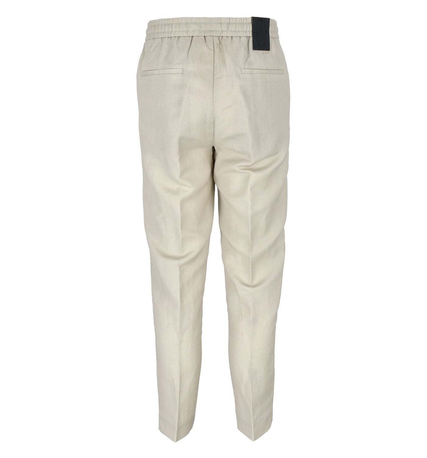 Pantalone misto lino con elastico in vita
