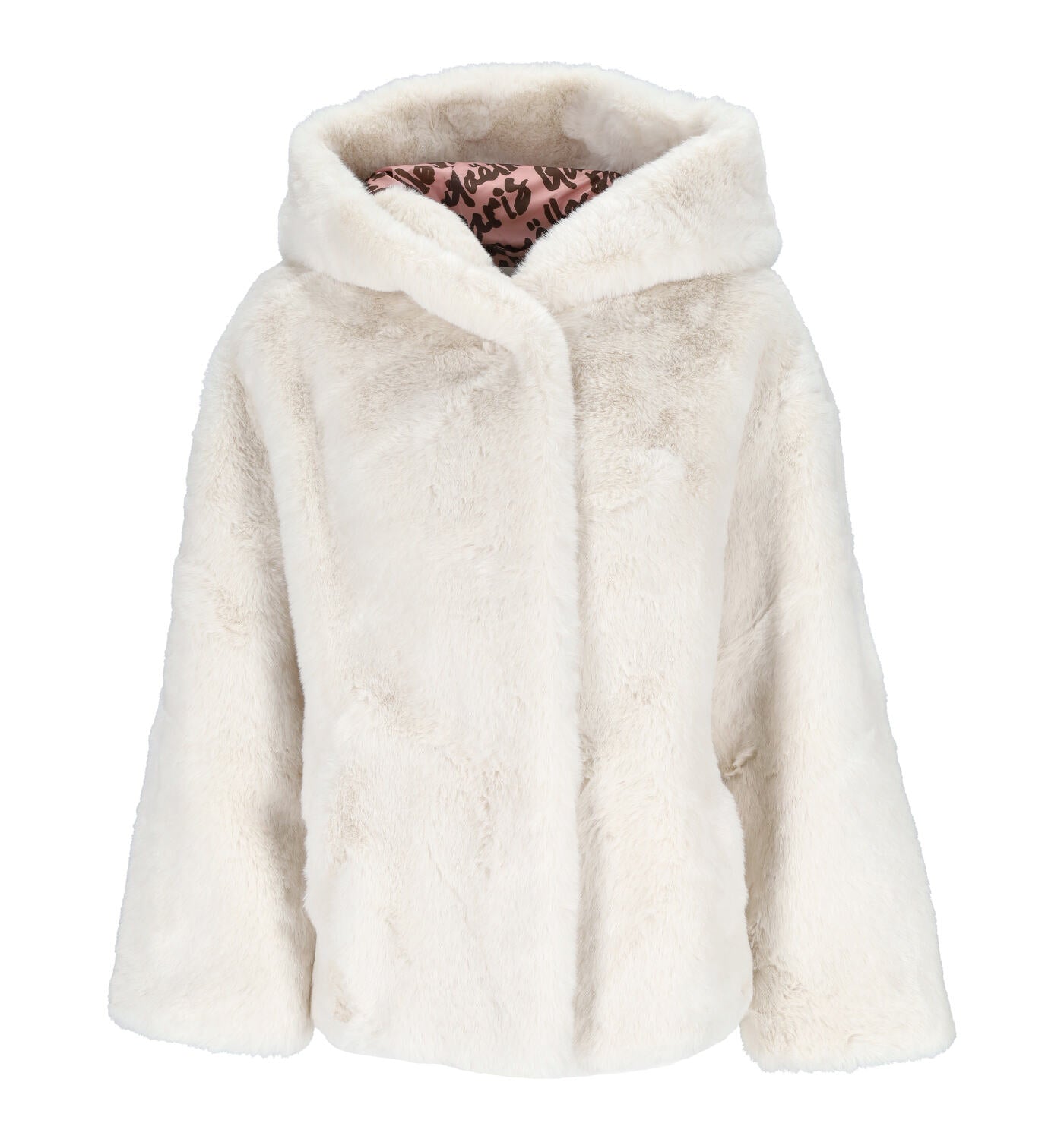 Eco pelliccia con cappuccio e chiusura con zip