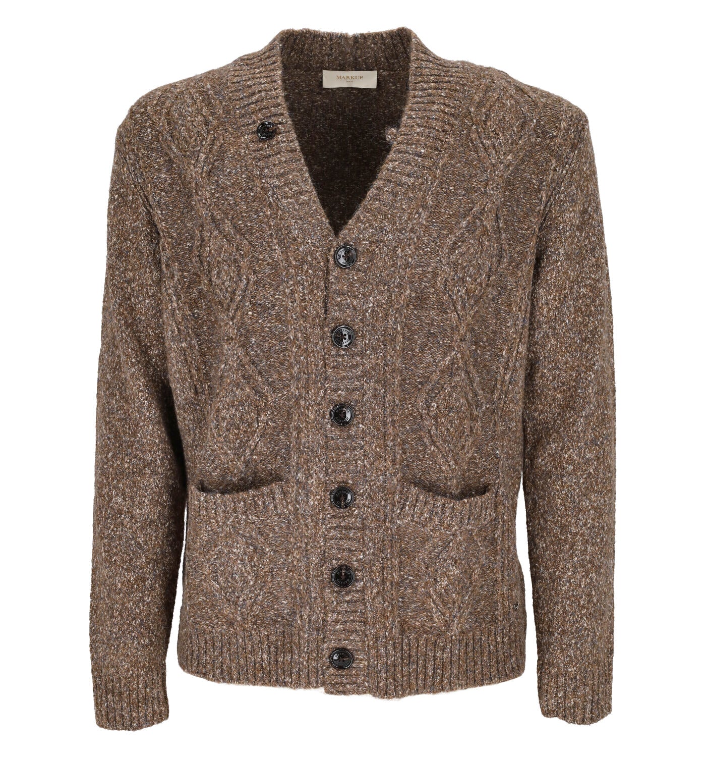 Cardigan con bottoni e trecce
