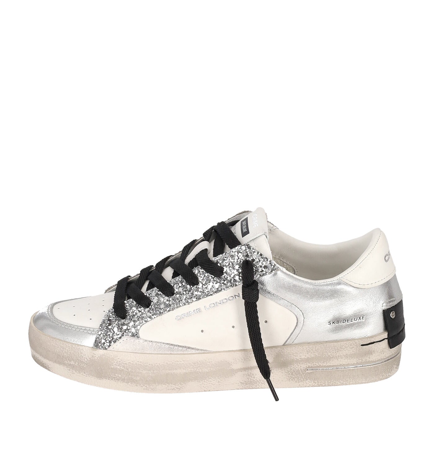Sneakers con suola in gomma con riporti metallizzati e glitter