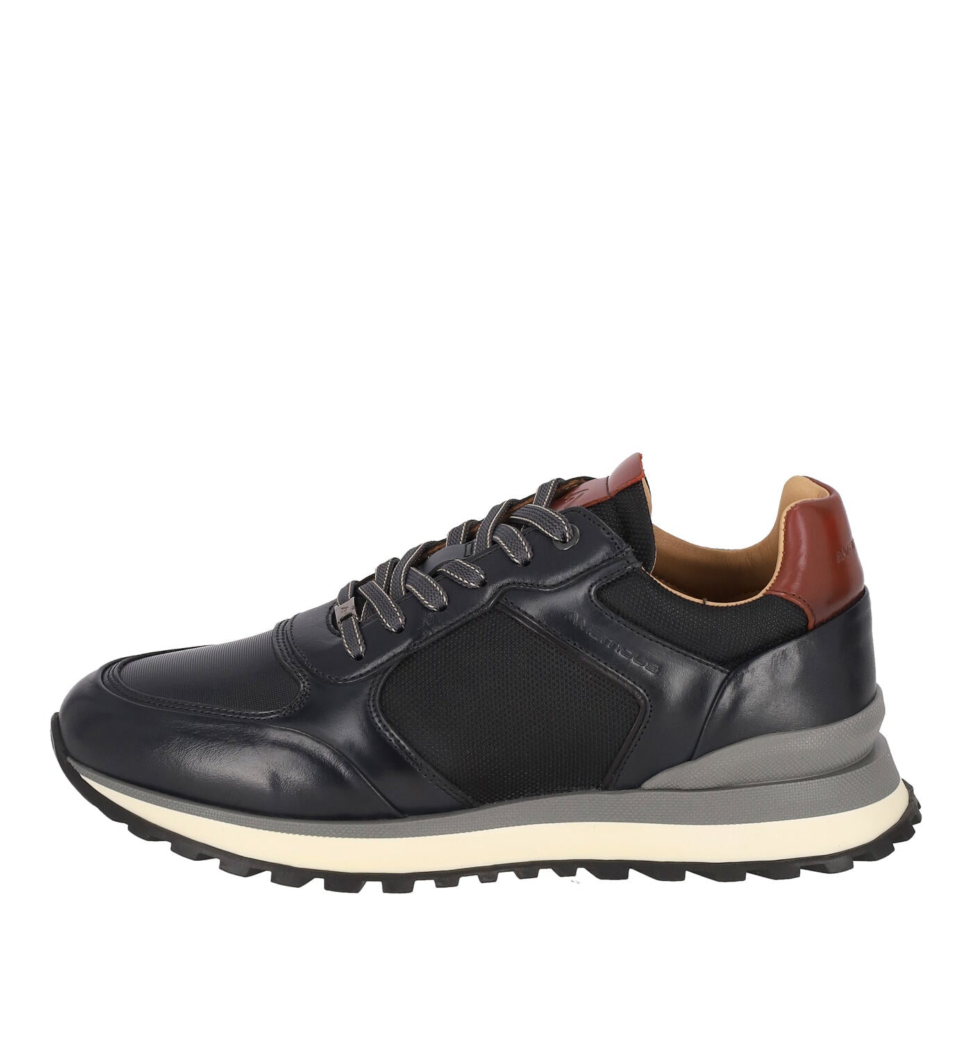 Sneakers in pelle e tessuto