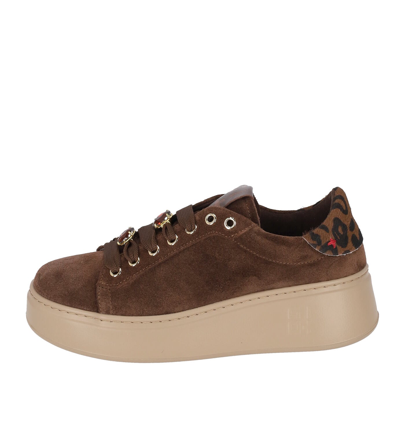 Sneakers platform in camoscio