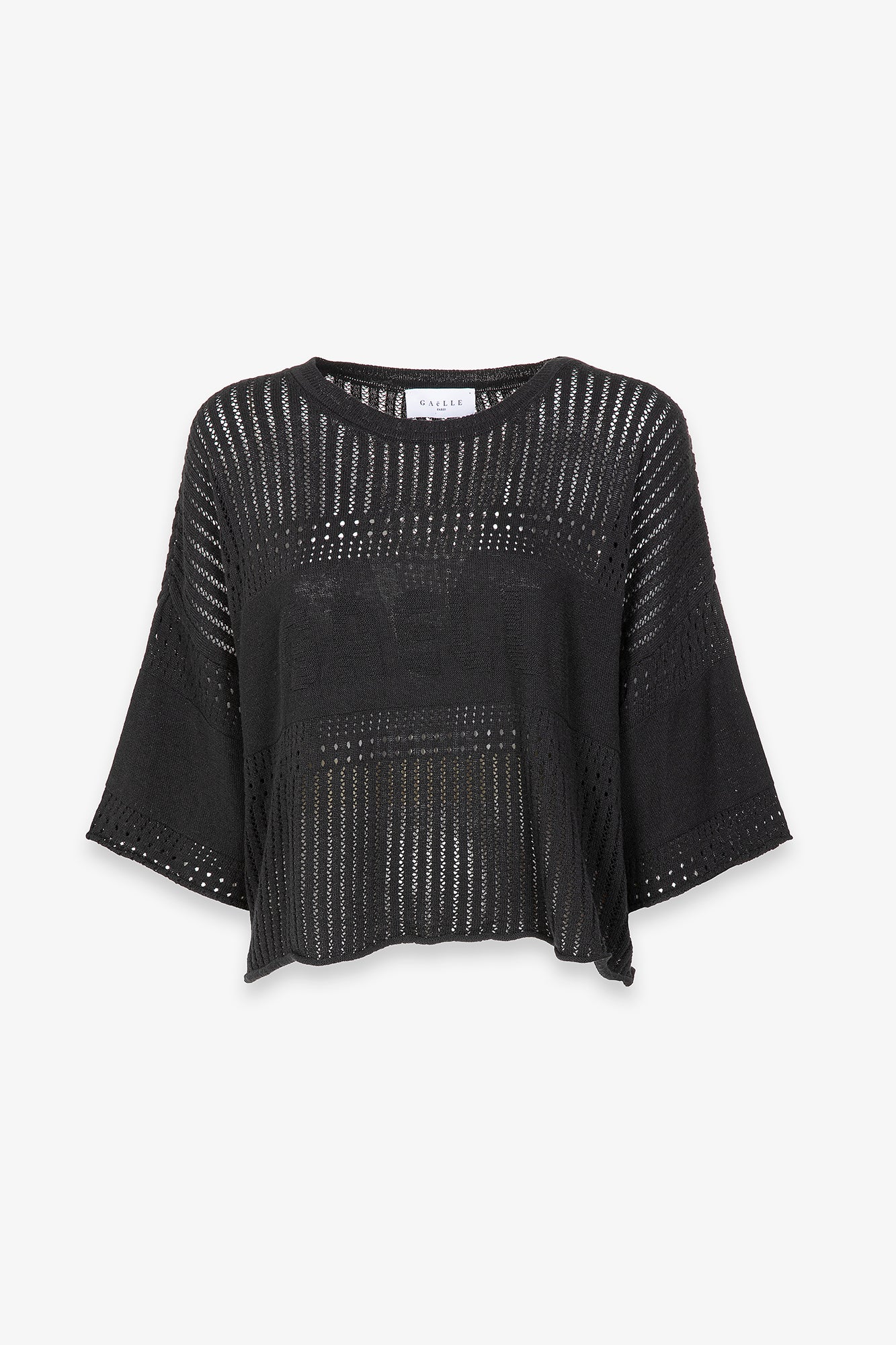 Maglia cropped mezza manica traforata