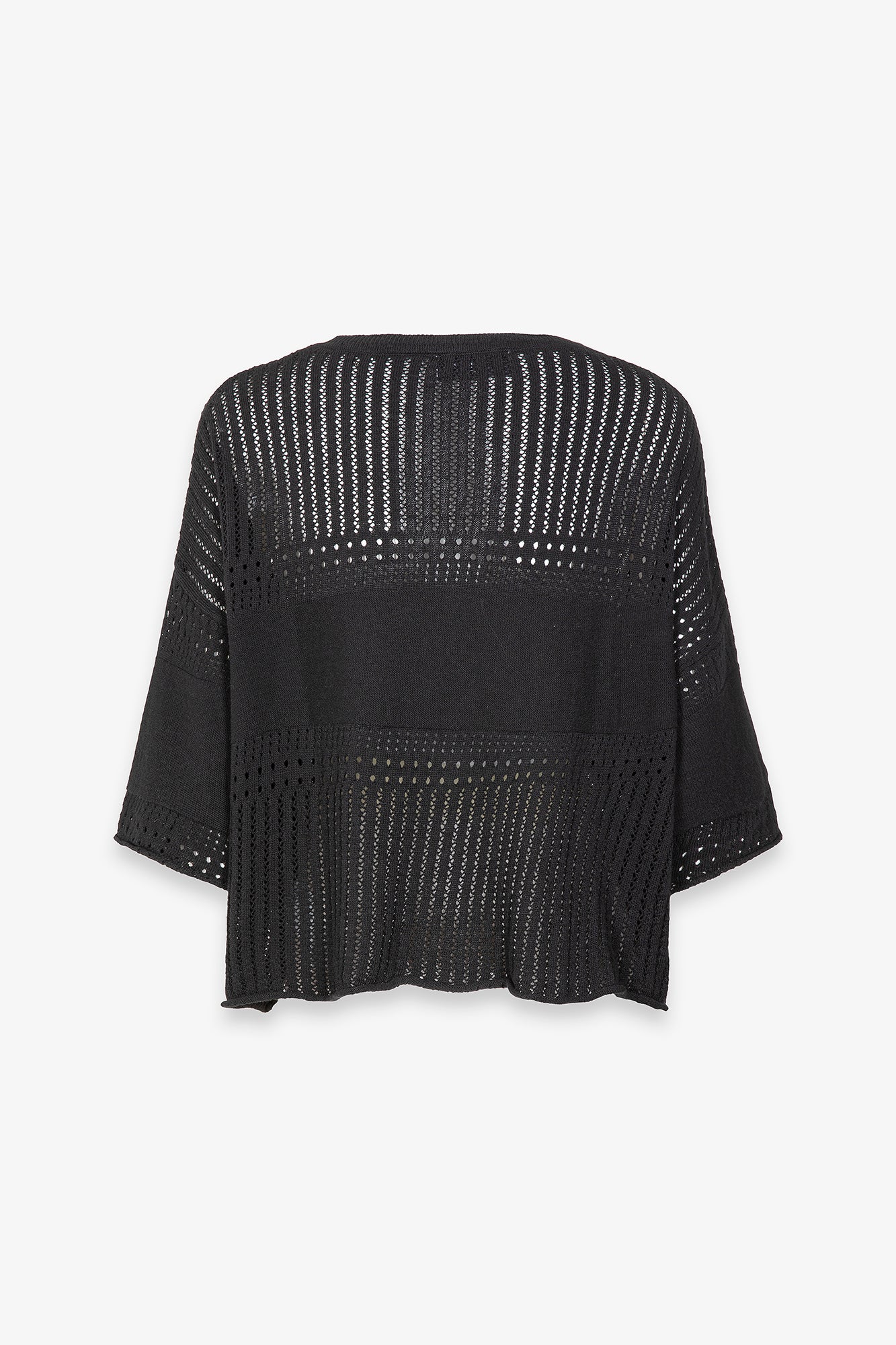 Maglia cropped mezza manica traforata