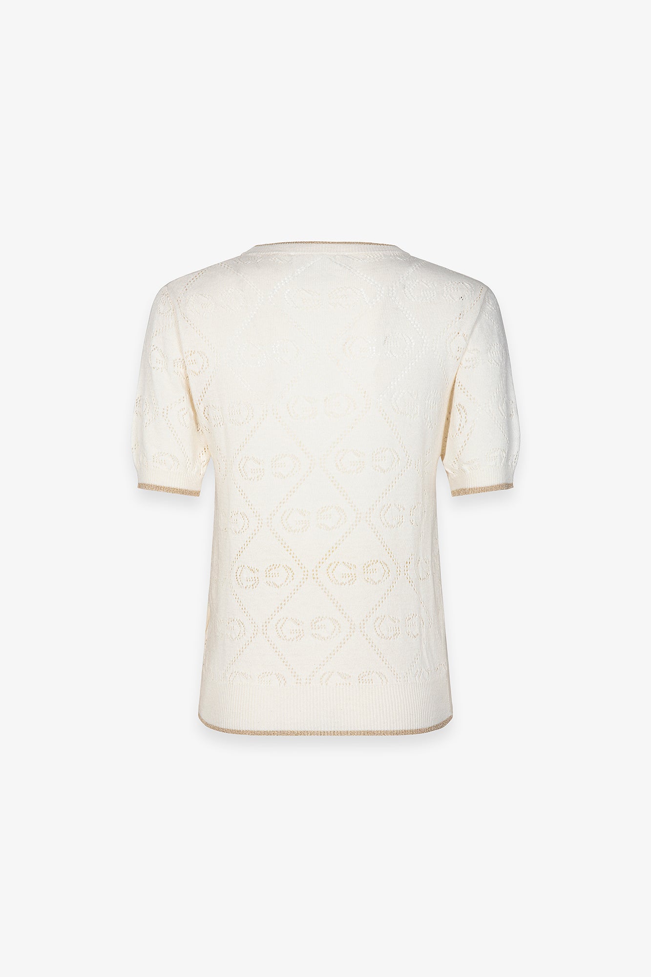 Maglia girocollo mezza manica in maglia traforata