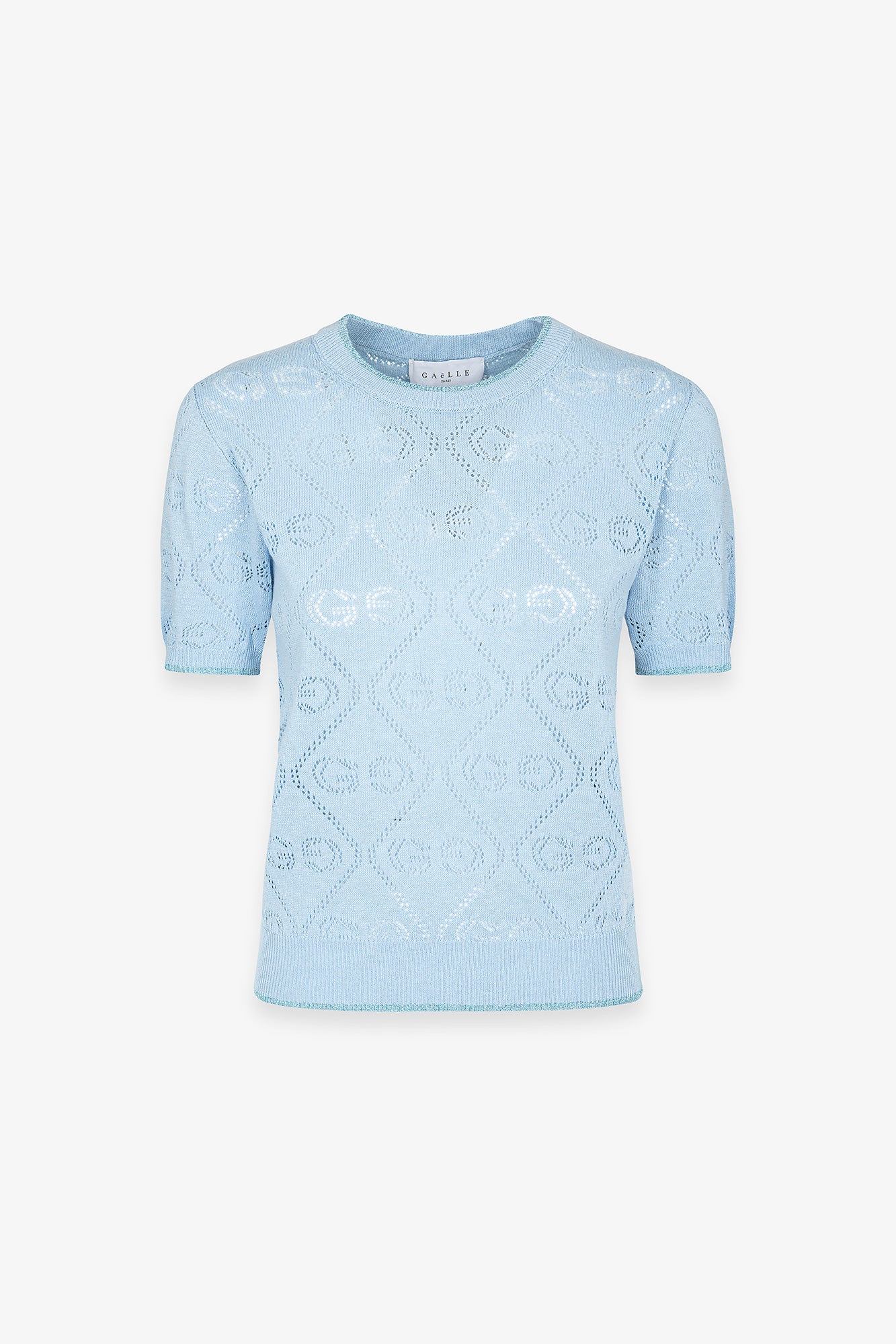 Maglia girocollo mezza manica in maglia traforata
