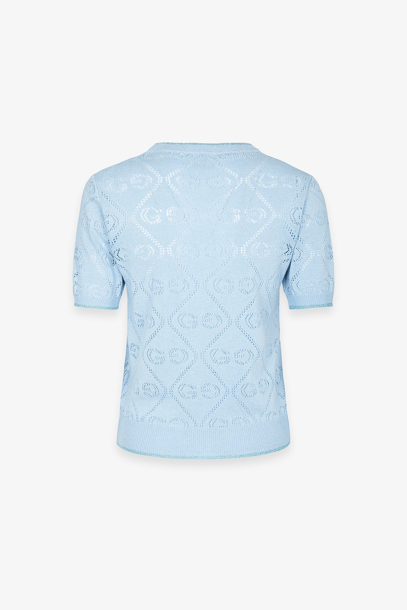 Maglia girocollo mezza manica in maglia traforata