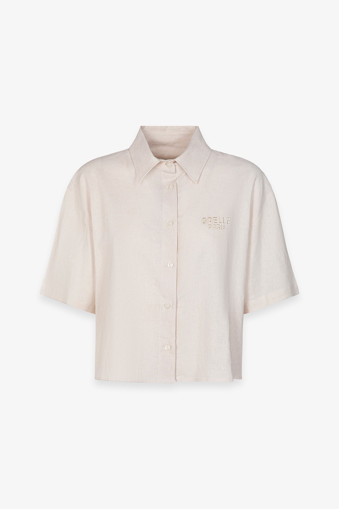 Camicia a mezza manica cropped in mistolino