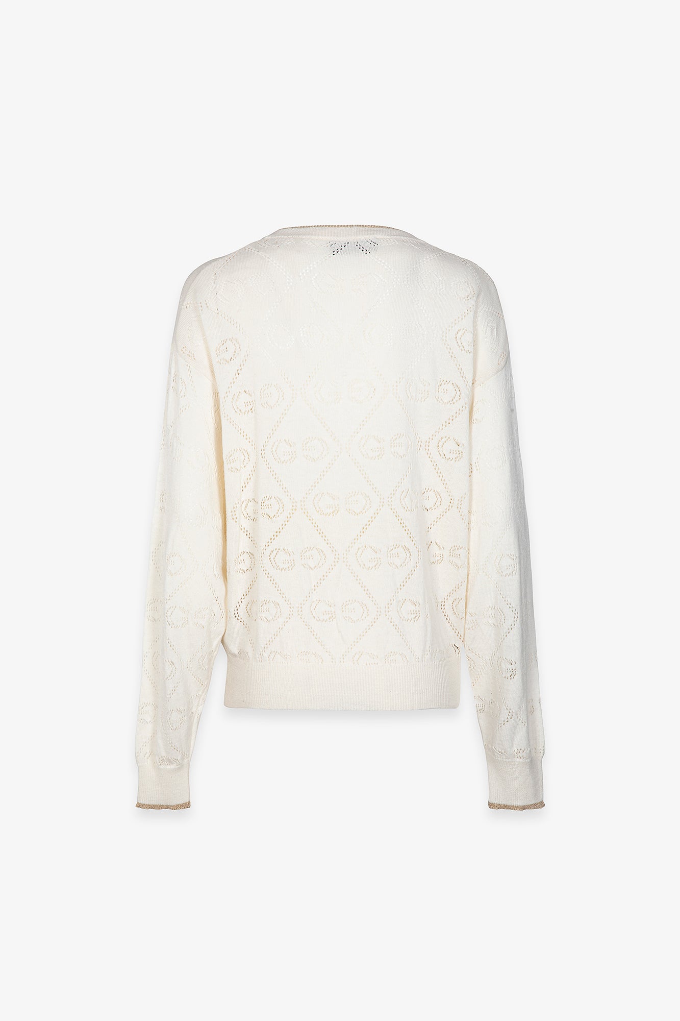 Cardigan maniche lunghe in maglia traforata con bottoni oro