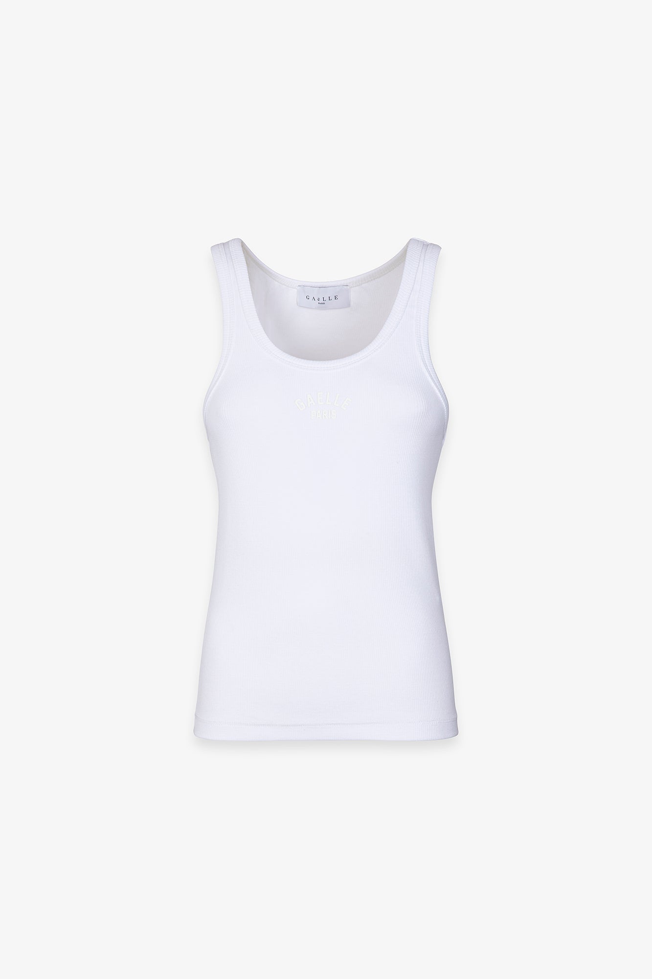 Top canotta a costine con logo gommato