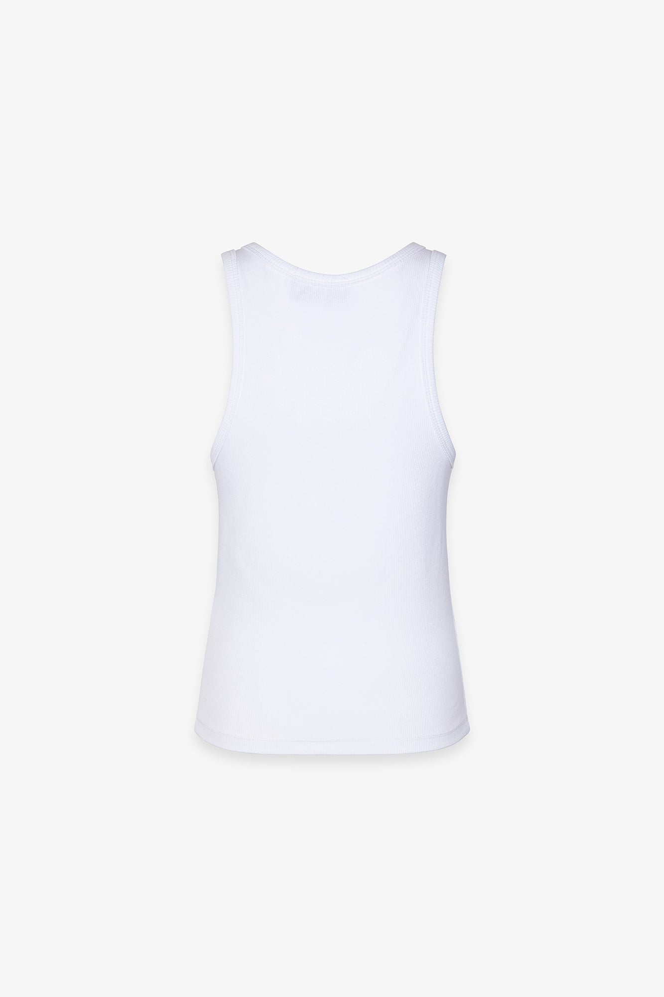 Top canotta a costine con logo gommato