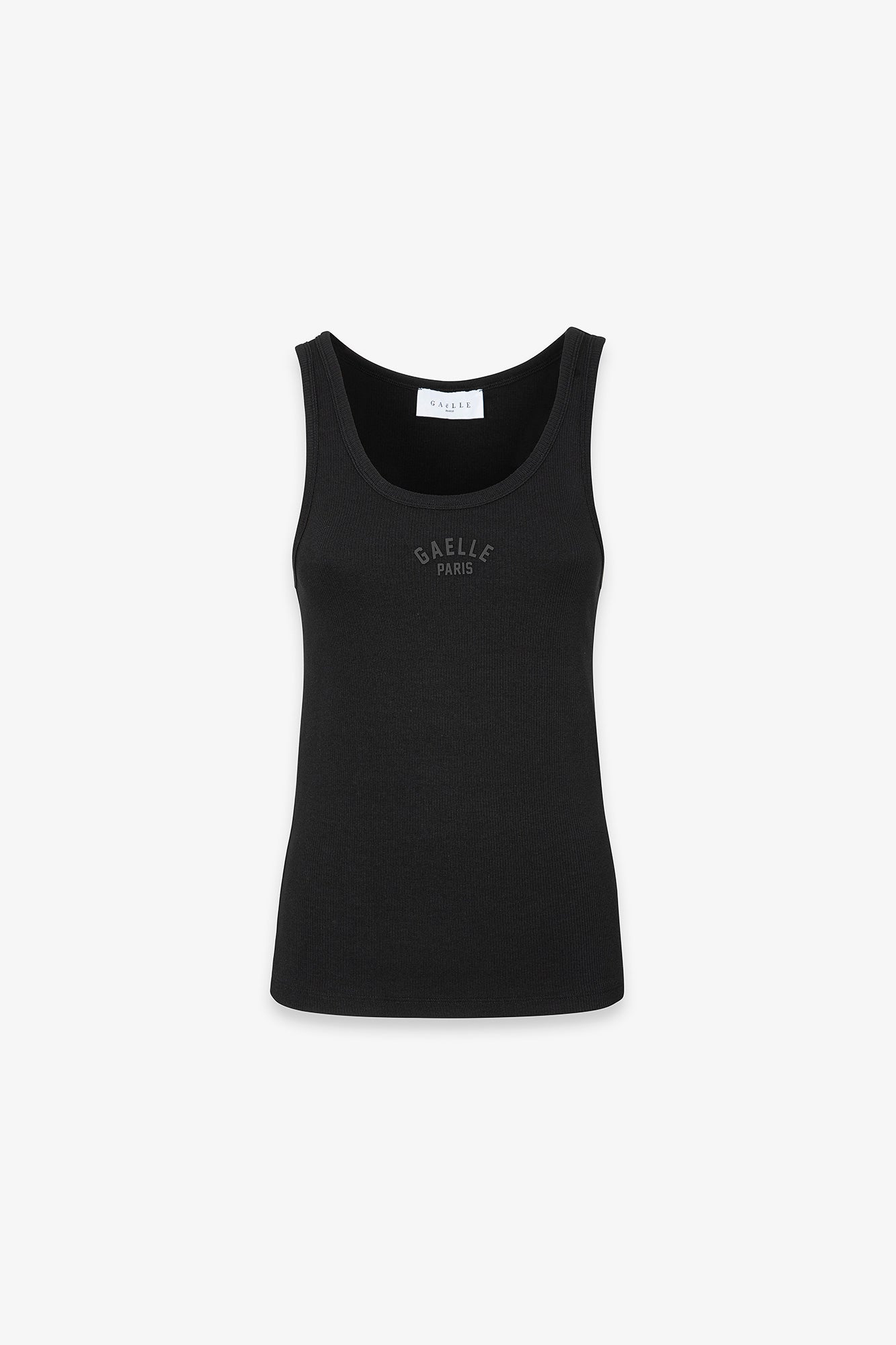 Top canotta a costine con logo gommato