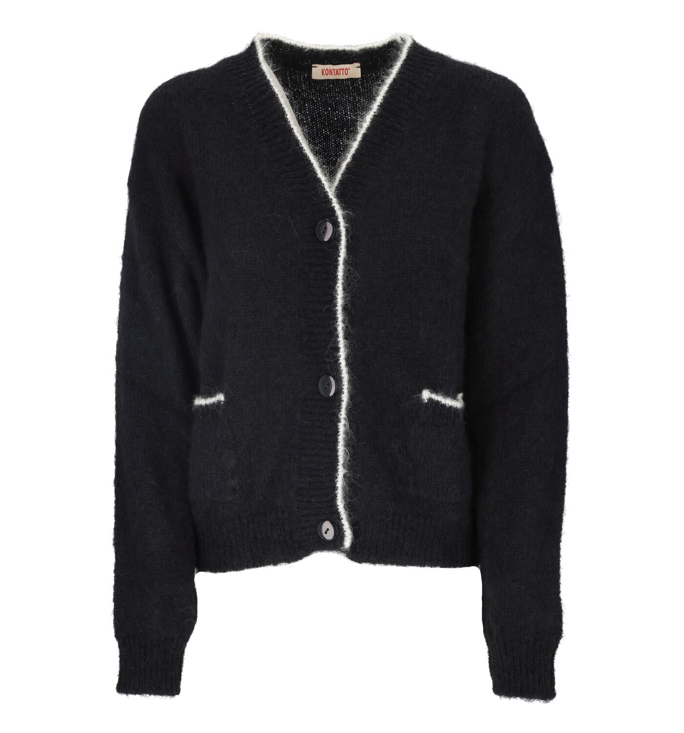 Cardigan con profilo bianco