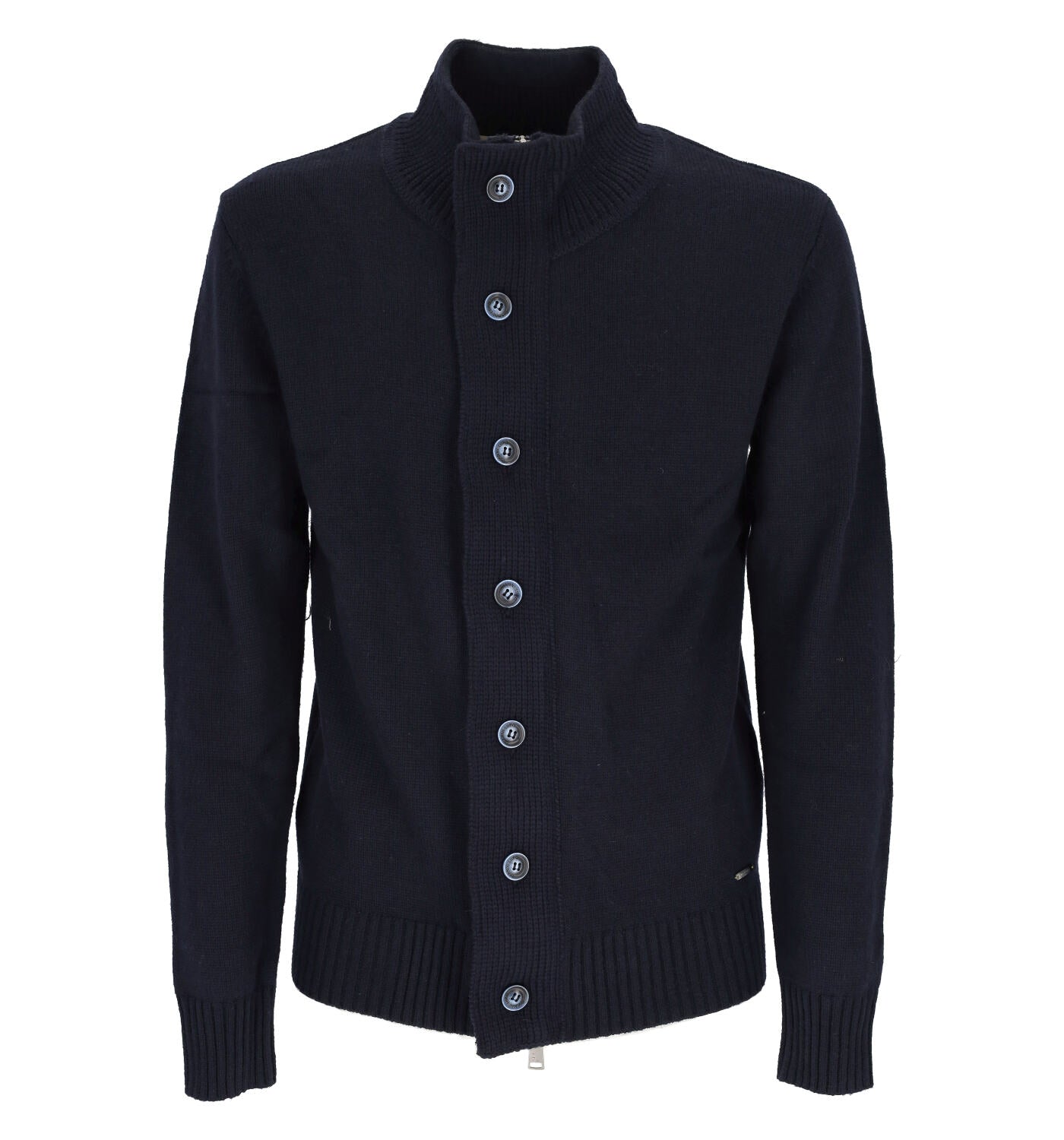 Cardigan collo alto con bottoni e zip