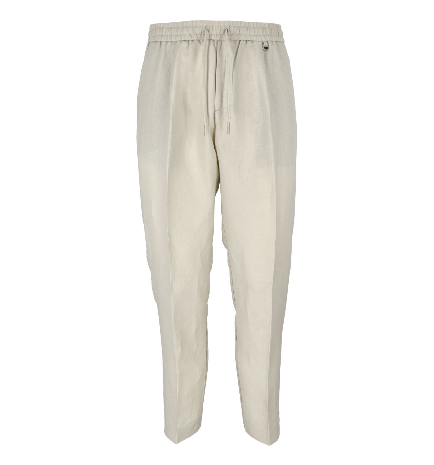 Pantalone misto lino con elastico in vita