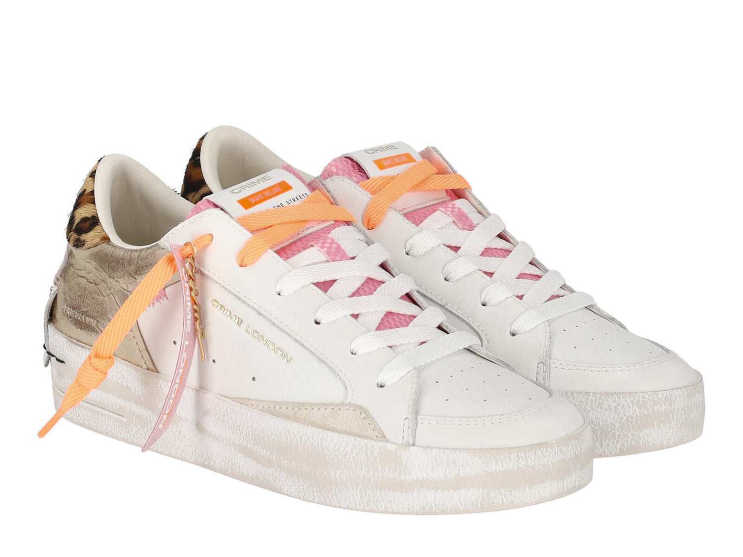 Sneakers in pelle con riporti leopardati