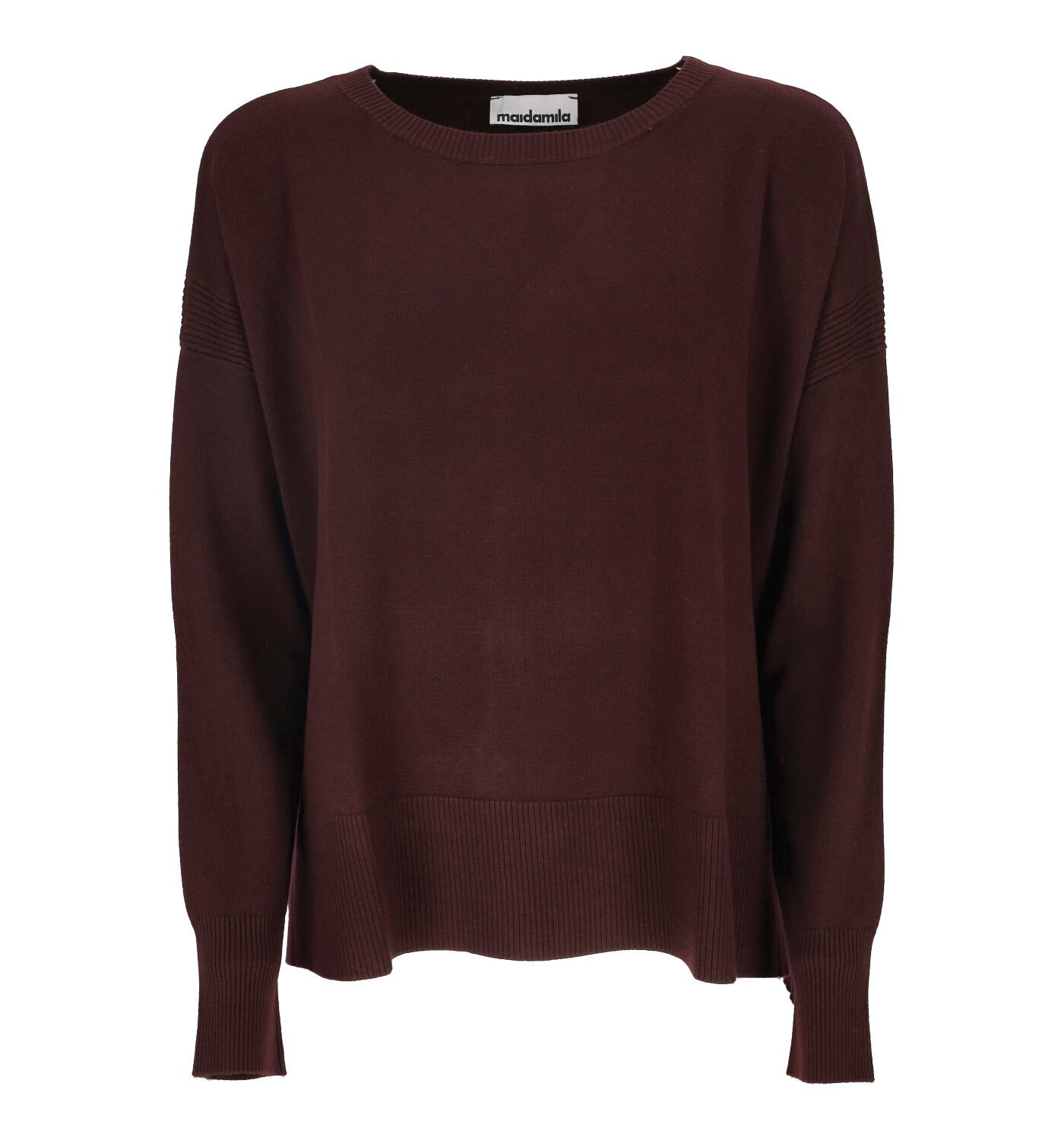 Maglia girocollo in lana con spacchi