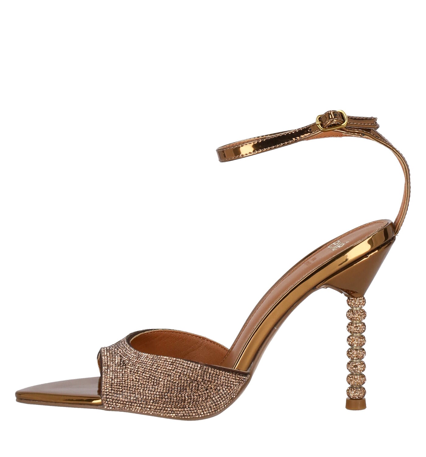Sandalo forma a punta con tacco e fascia strass, tacco alto 10 cm JOY