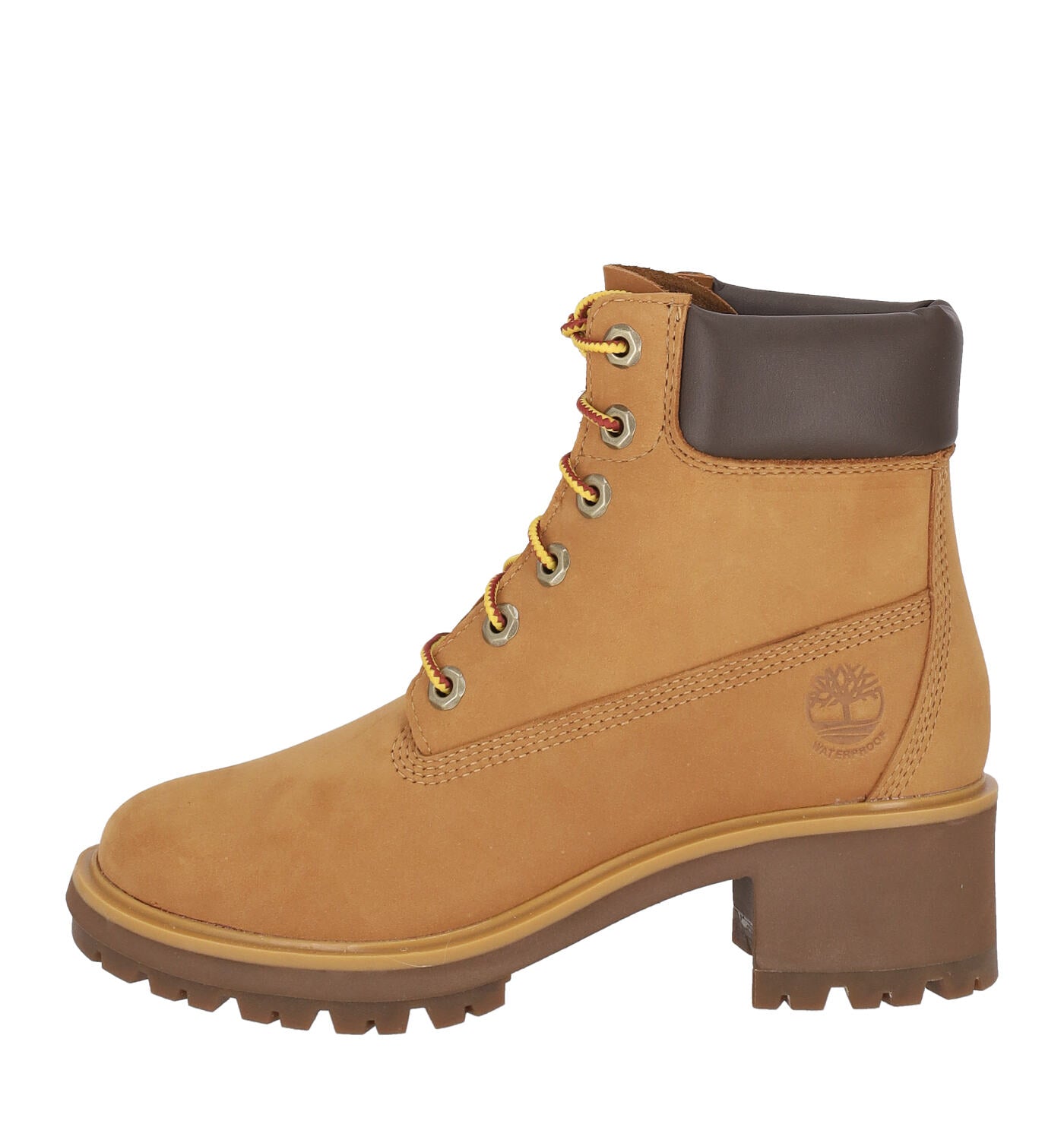 Tronchetto con lacci in nabuk con suola in gomma tacco altezza 5 cm .