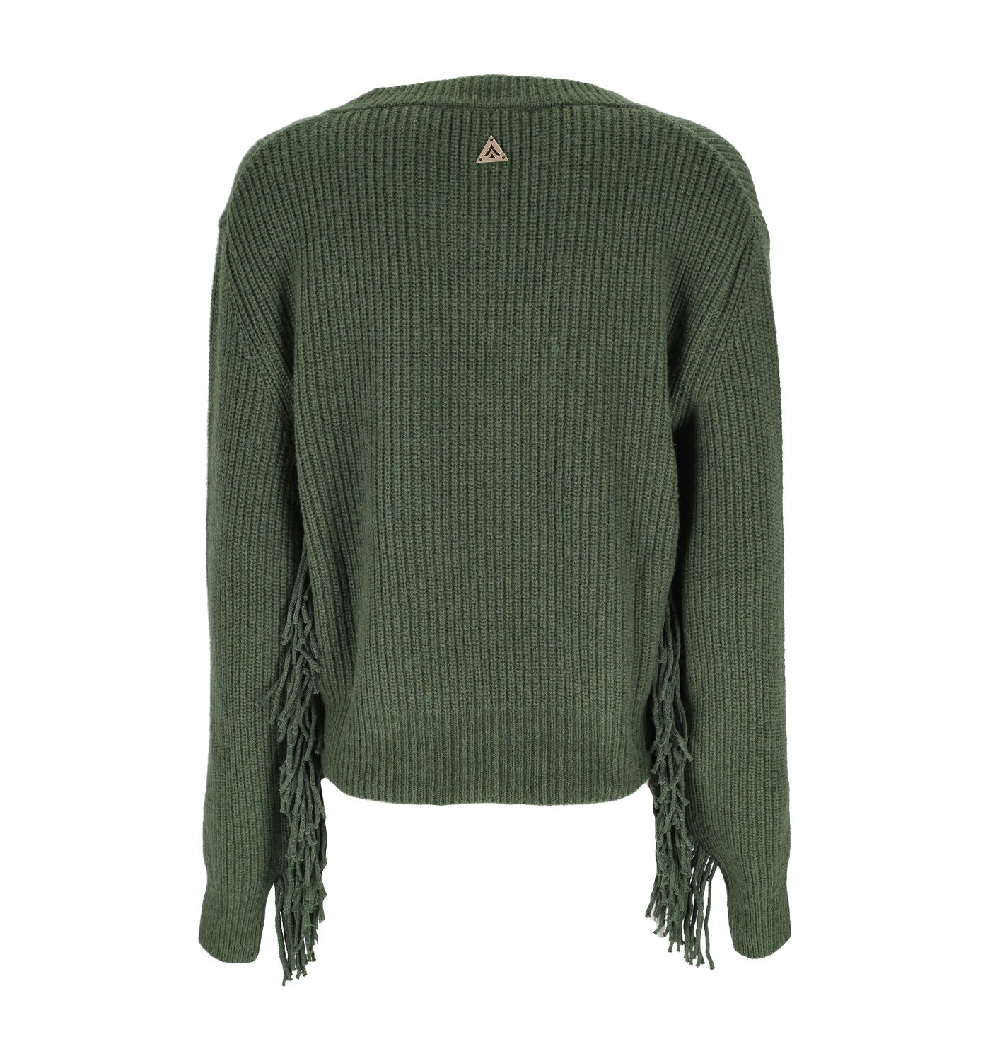 Maglia in lana scollo a v con frange