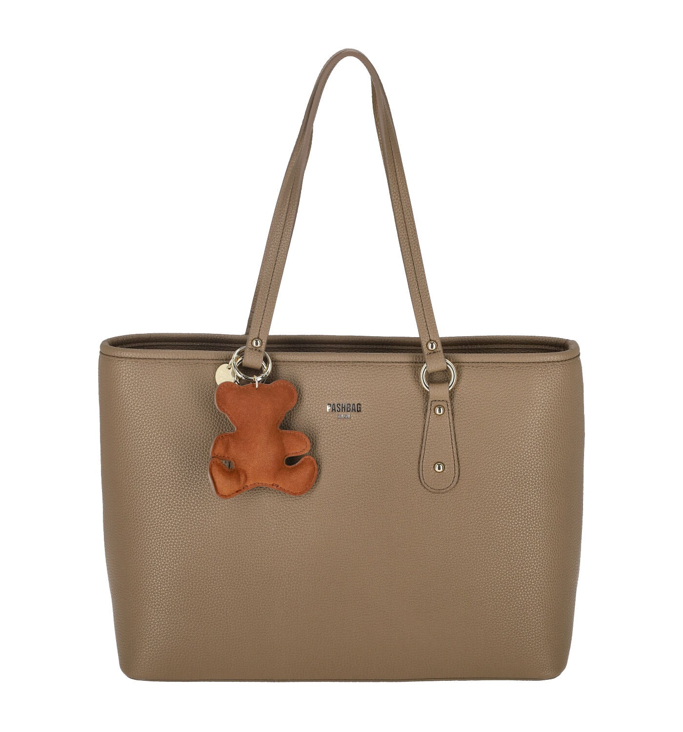 Borsa shopping con ciondolo orso
