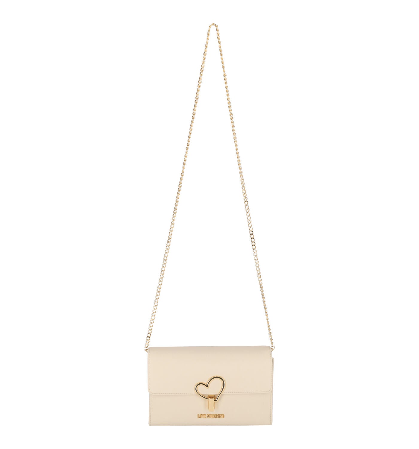 Borsa a tracolla piccola con chiusura a patta cuore oro