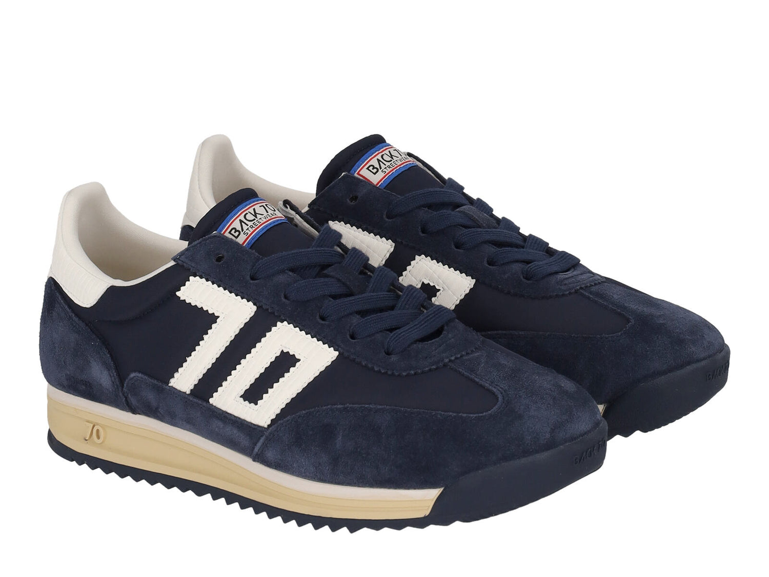 Sneakers in camoscio e nylon con riporti bianchi