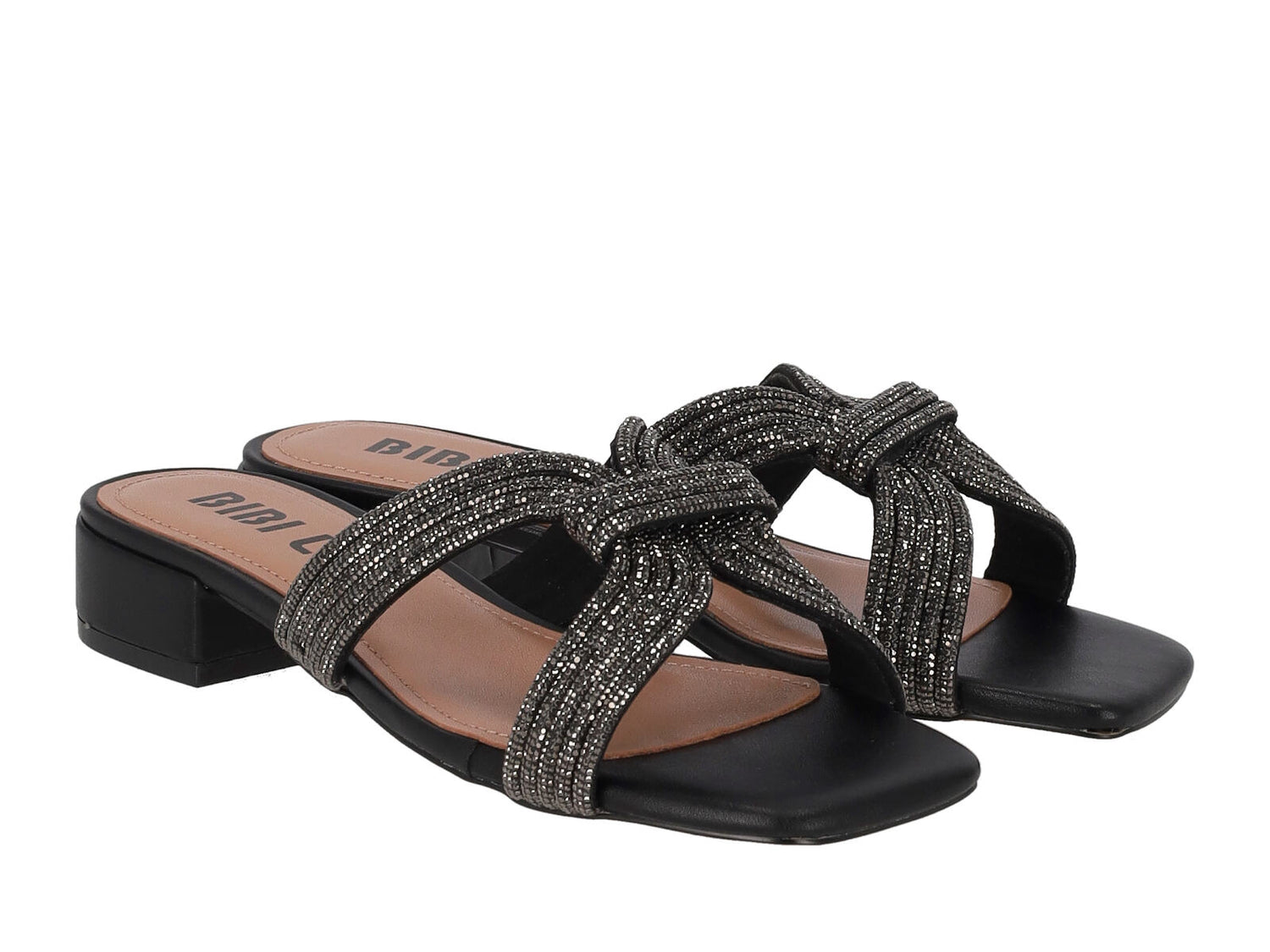 Scalzato in pelle con strass
