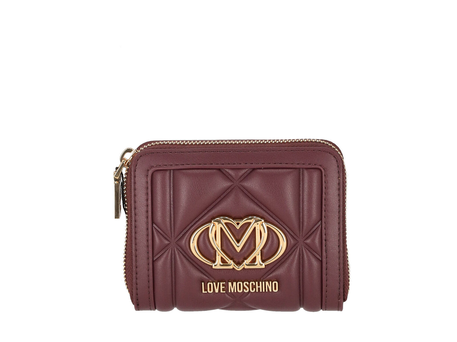 Portafoglio piccolo trapuntato zip around con logo oro