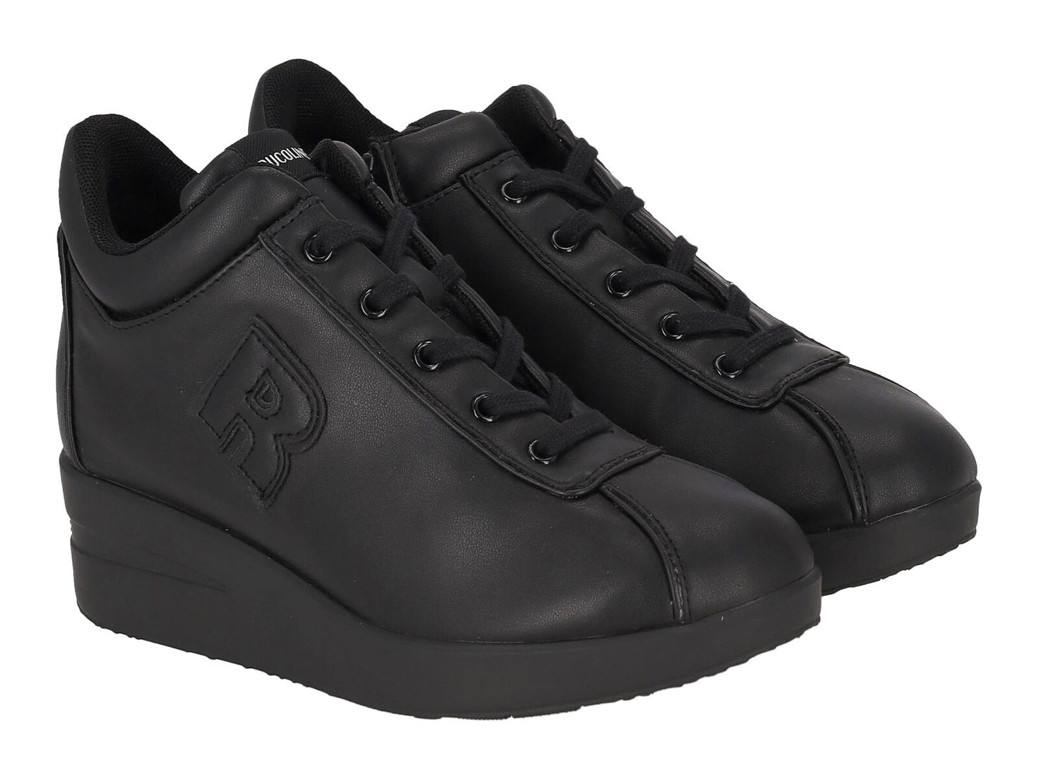 Sneakers in pelle con zeppa altezza 5 cm .