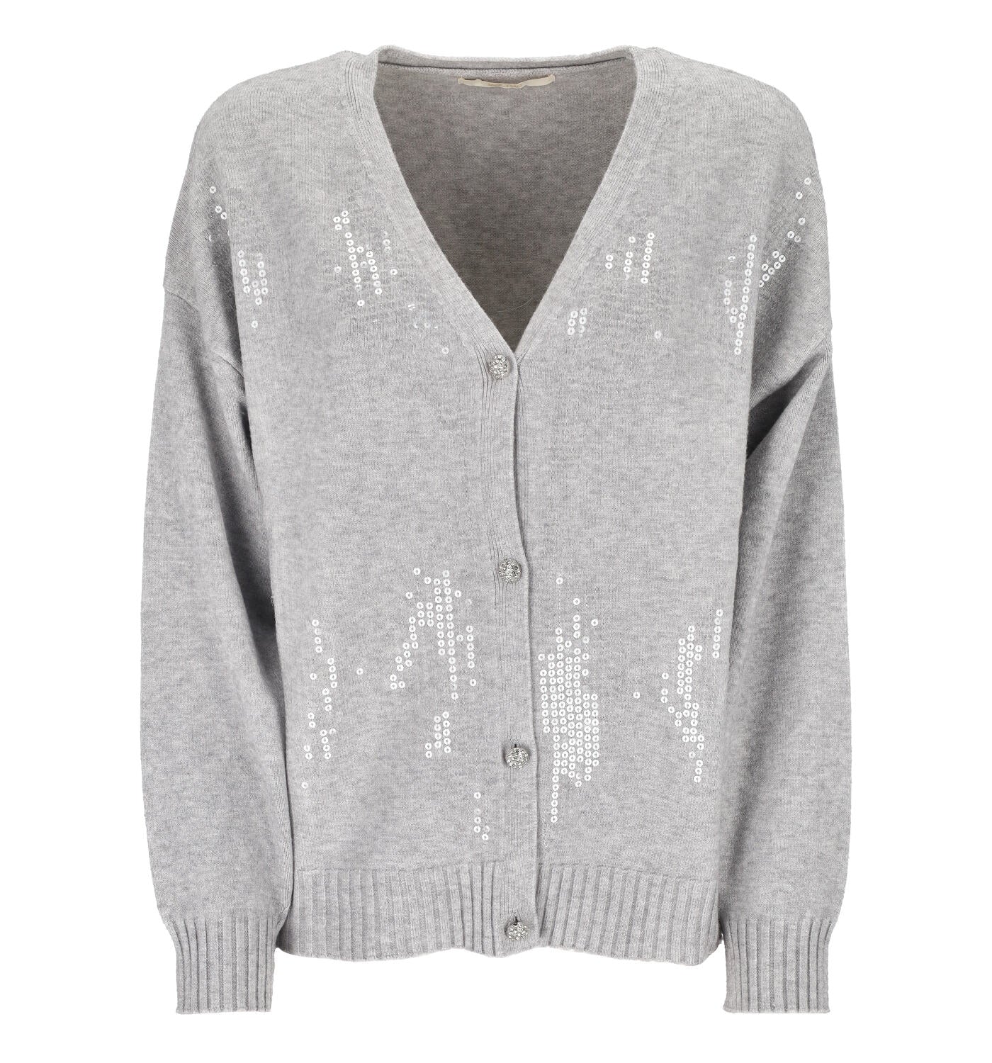 Cardigan a rombi vestibilità over decorato con paillettes