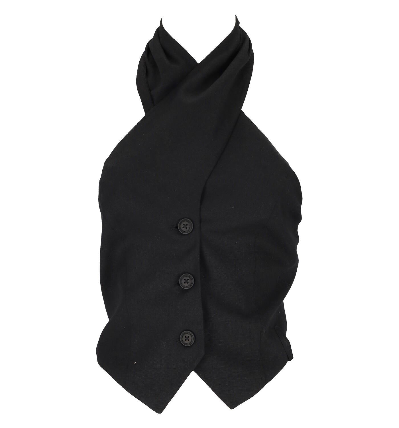 Top in lino con incrocio al collo