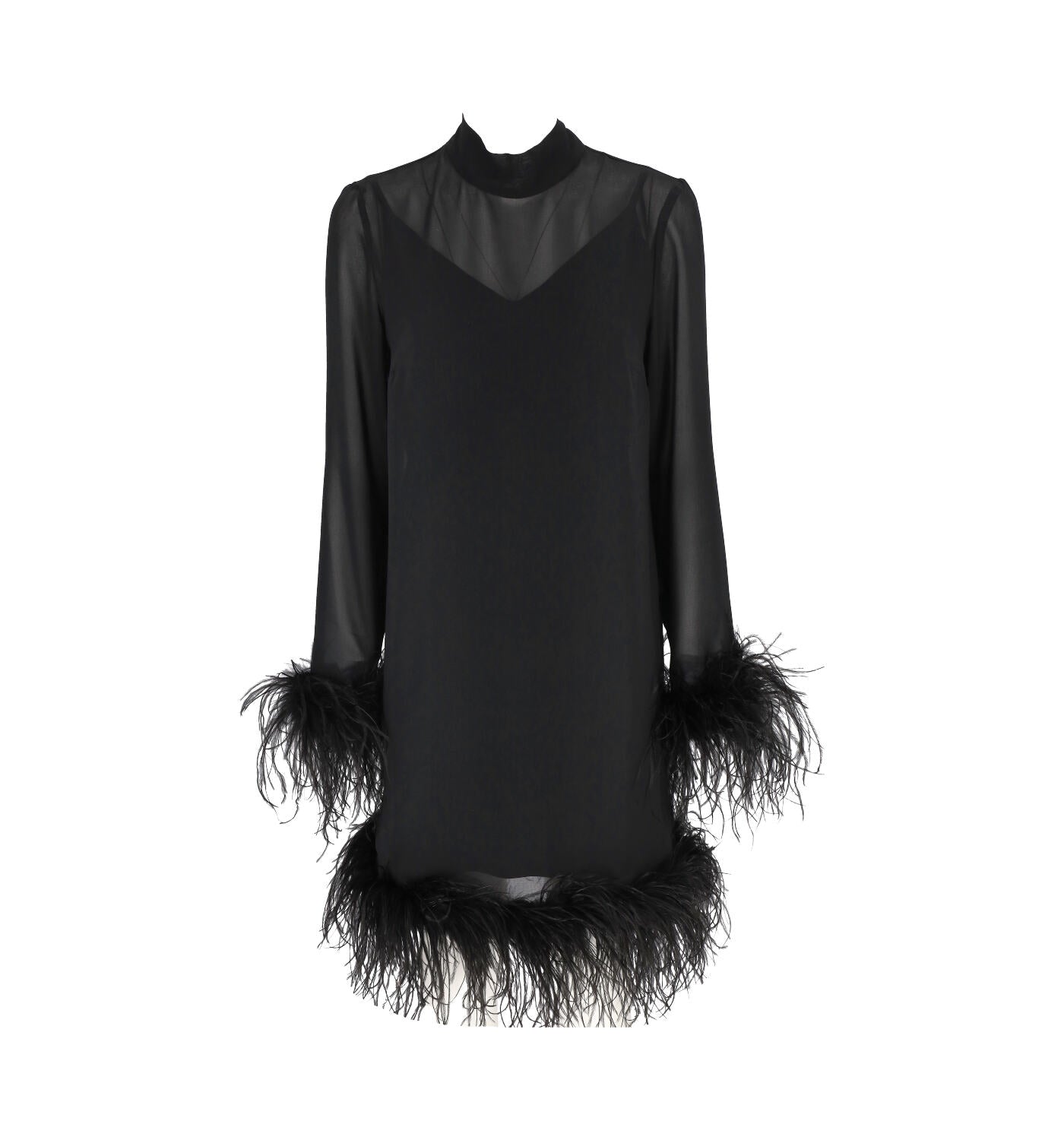 Abito in georgette con piume