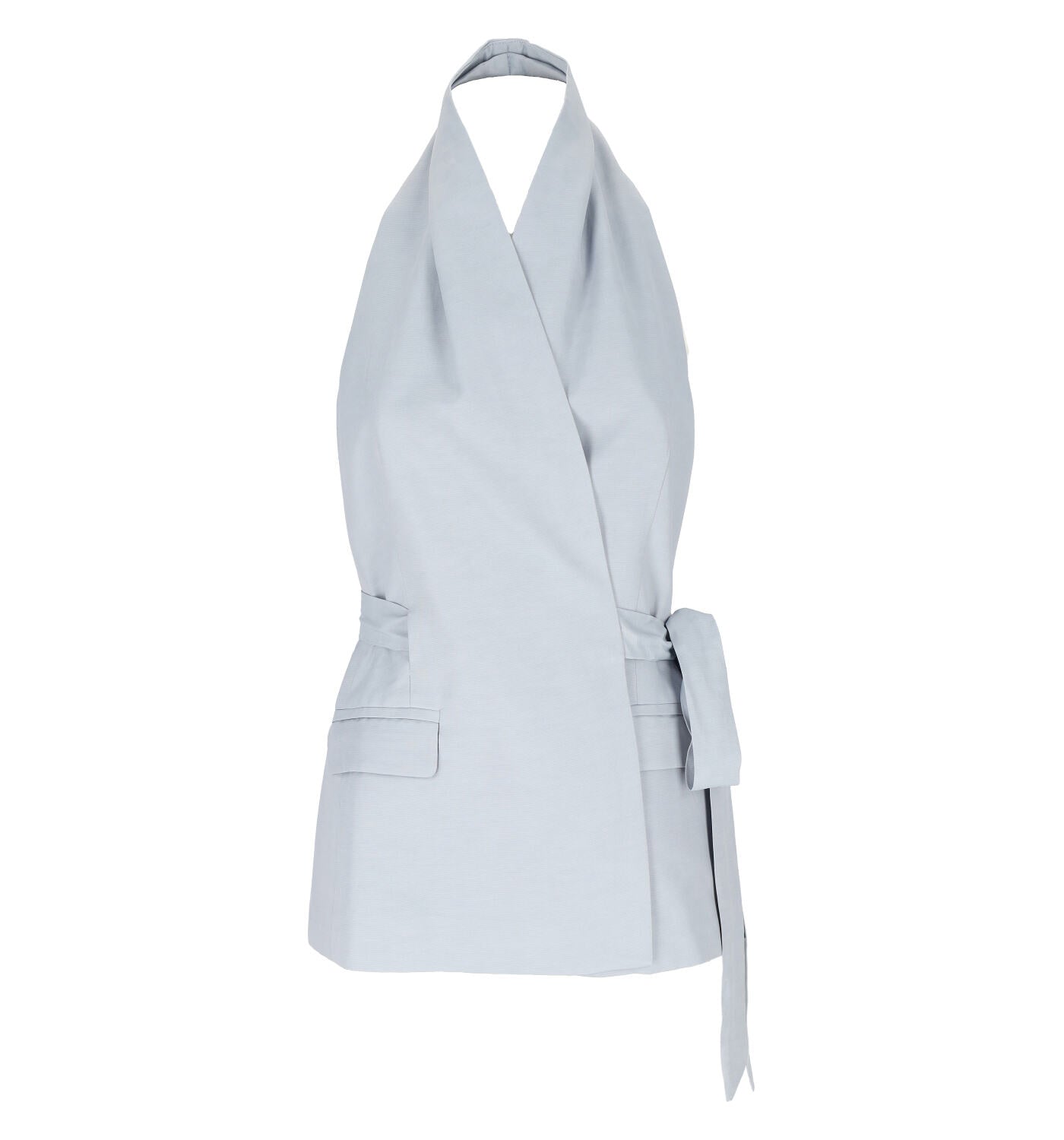 Gilet in lino e viscosa con scollo sul retro