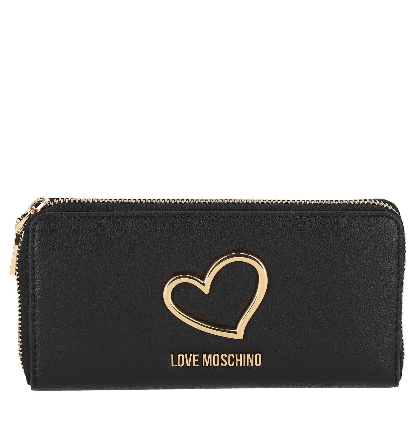 Portafoglio grande con zip around e dettaglio cuore oro
